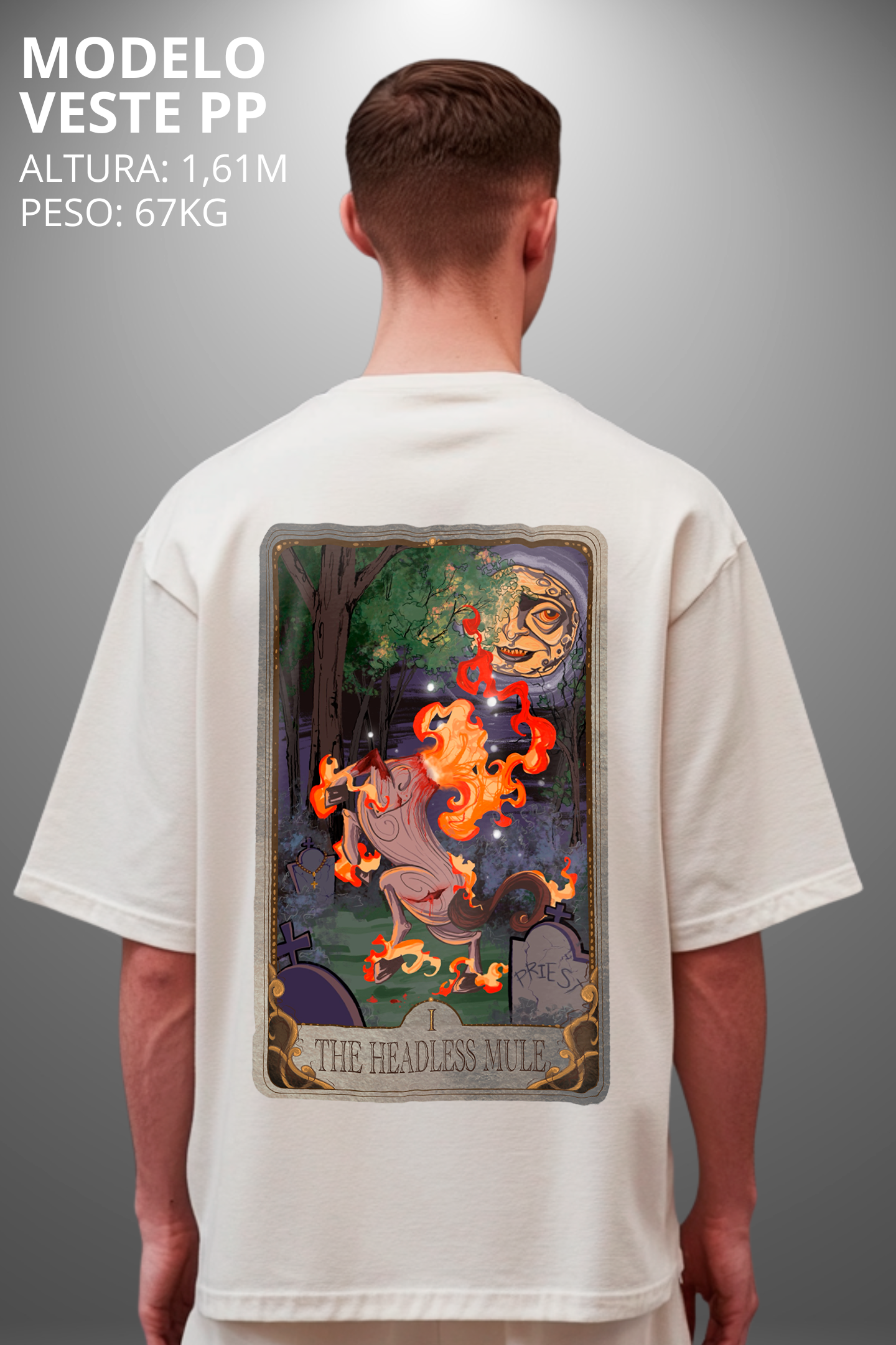 Camiseta Oversized Drop Folclore Brasileiro Mula Sem Cabeça Hevor