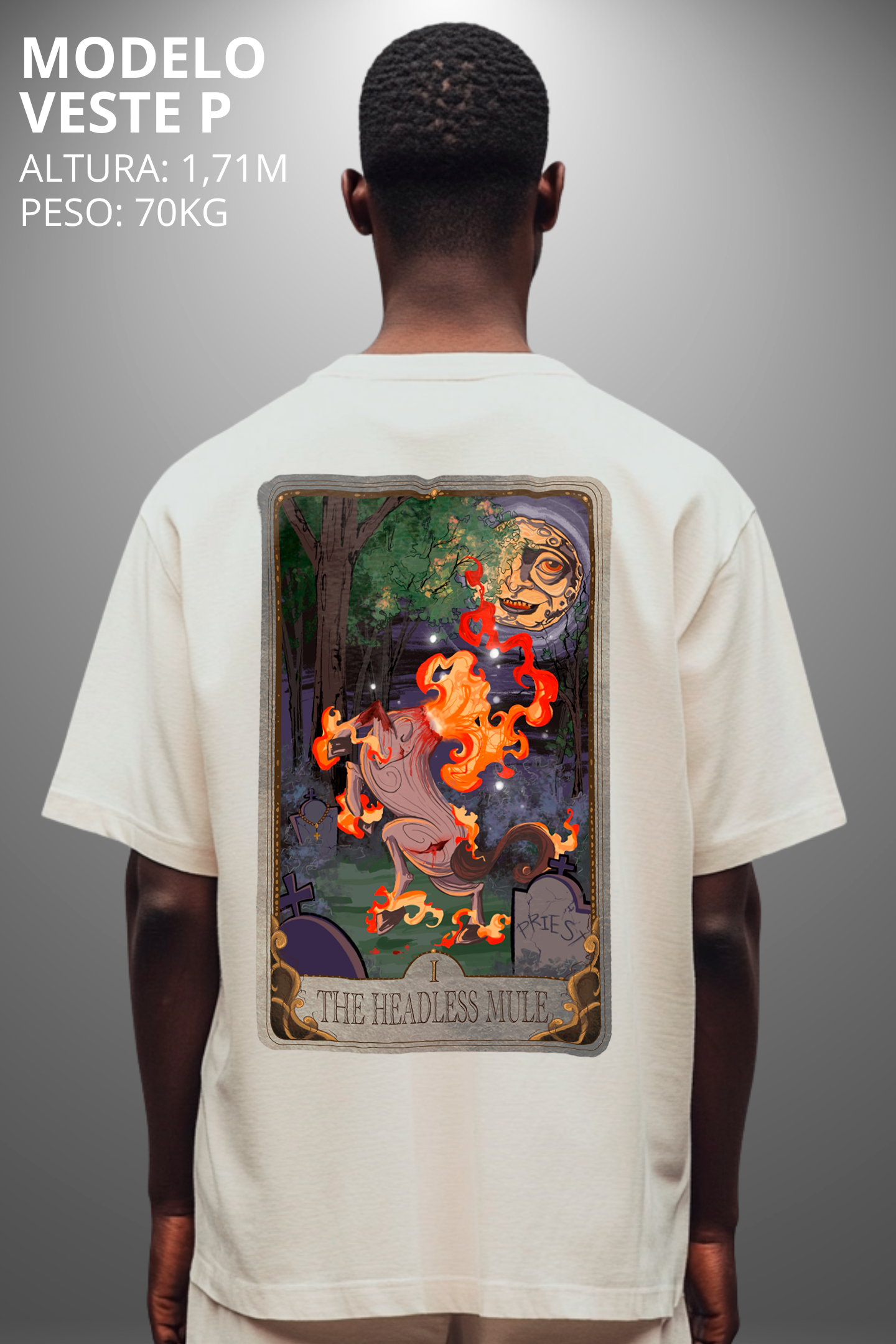 Camiseta Oversized Drop Folclore Brasileiro Mula Sem Cabeça Hevor
