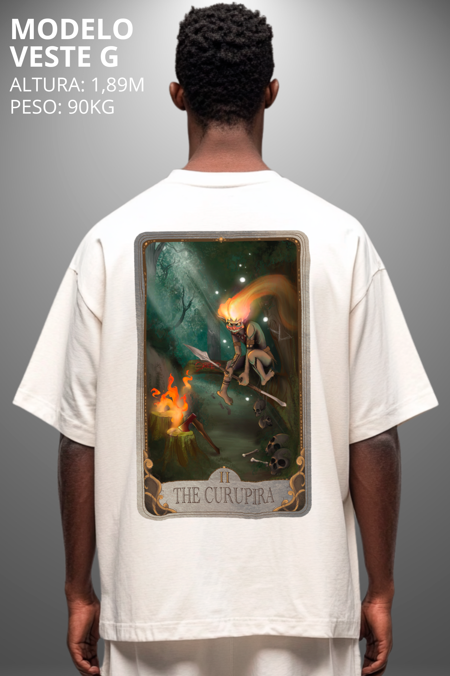Camiseta Oversized Drop Folclore Brasileiro Curupira Hevor