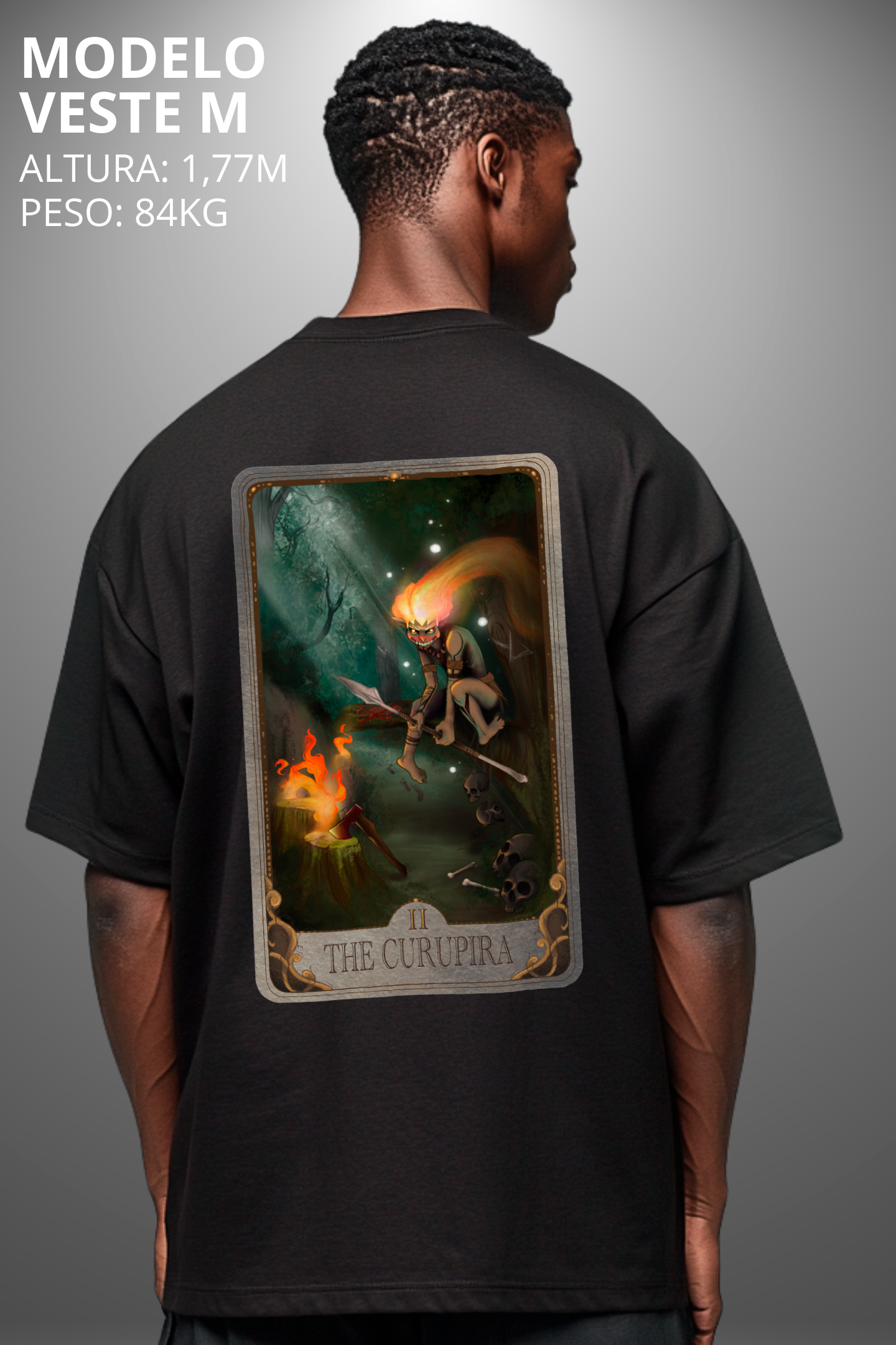 Camiseta Oversized Drop Folclore Brasileiro Curupira Hevor