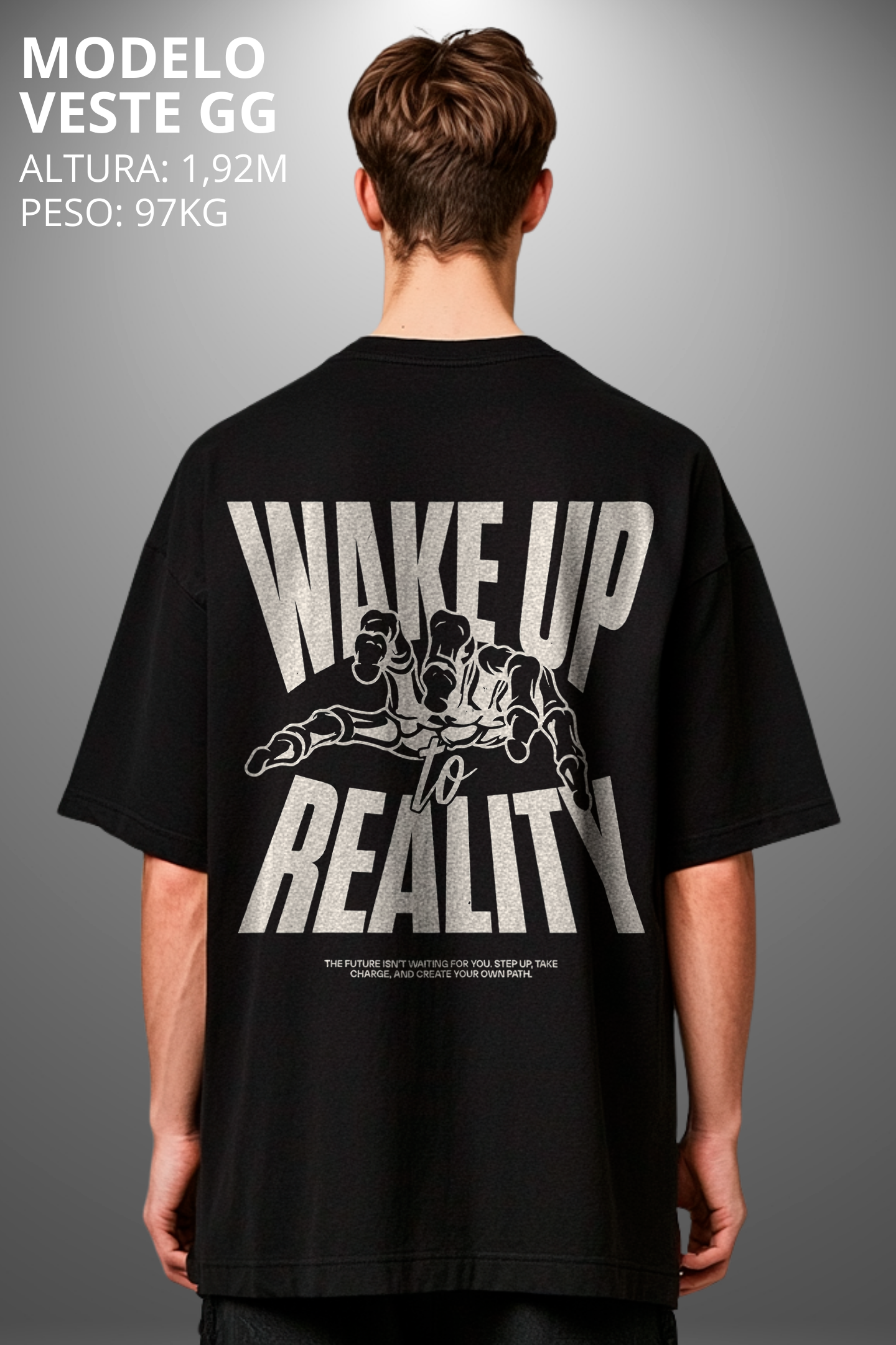 Camiseta Oversized Drop Typography Wake Up Hevor