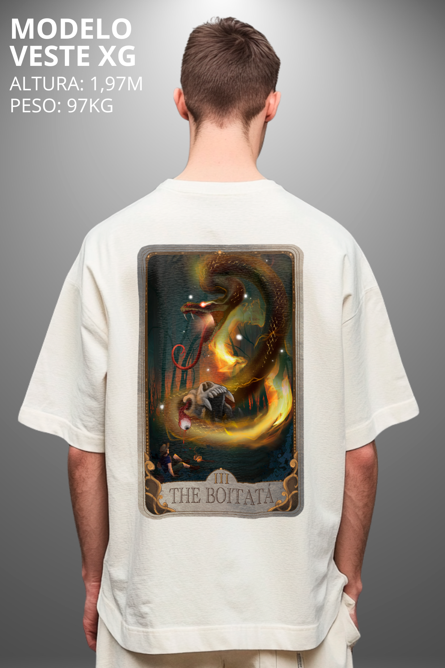 Camiseta Oversized Drop Folclore Brasileiro Boitata Hevor