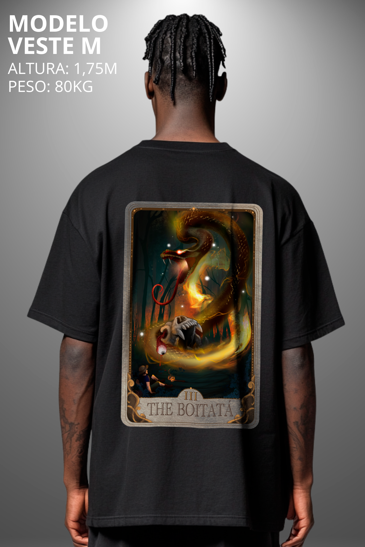 Camiseta Oversized Drop Folclore Brasileiro Boitata Hevor