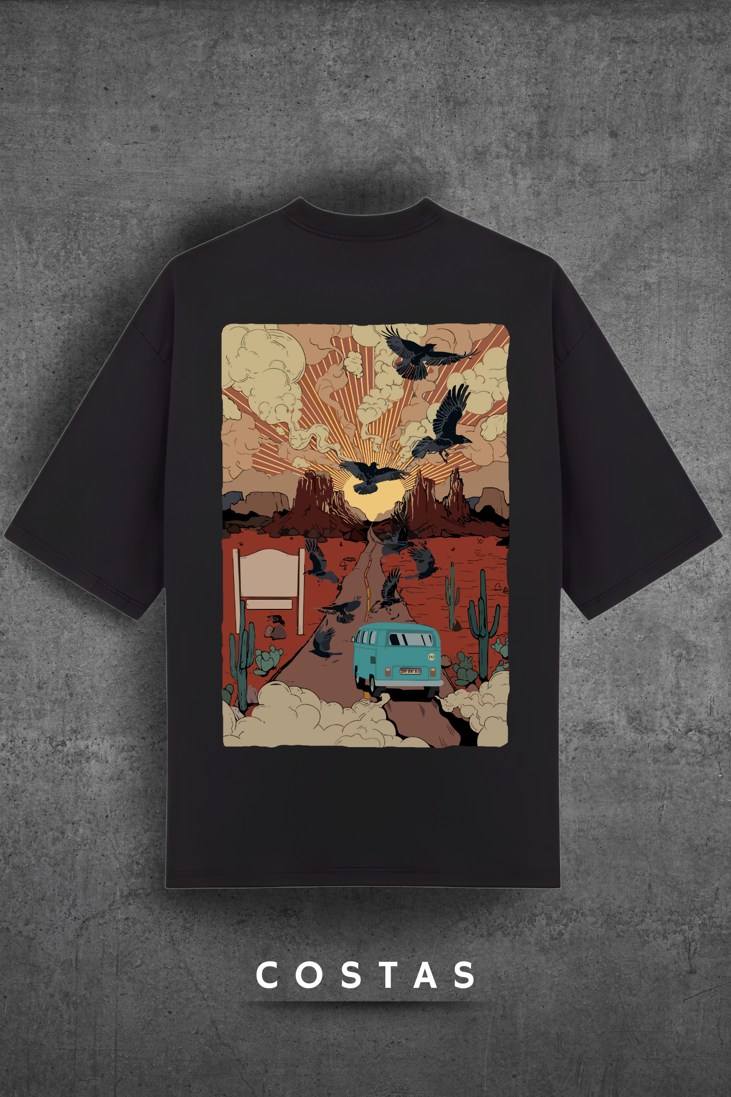 Camiseta Oversized Tshirt Hevor Exclusive Desert Road