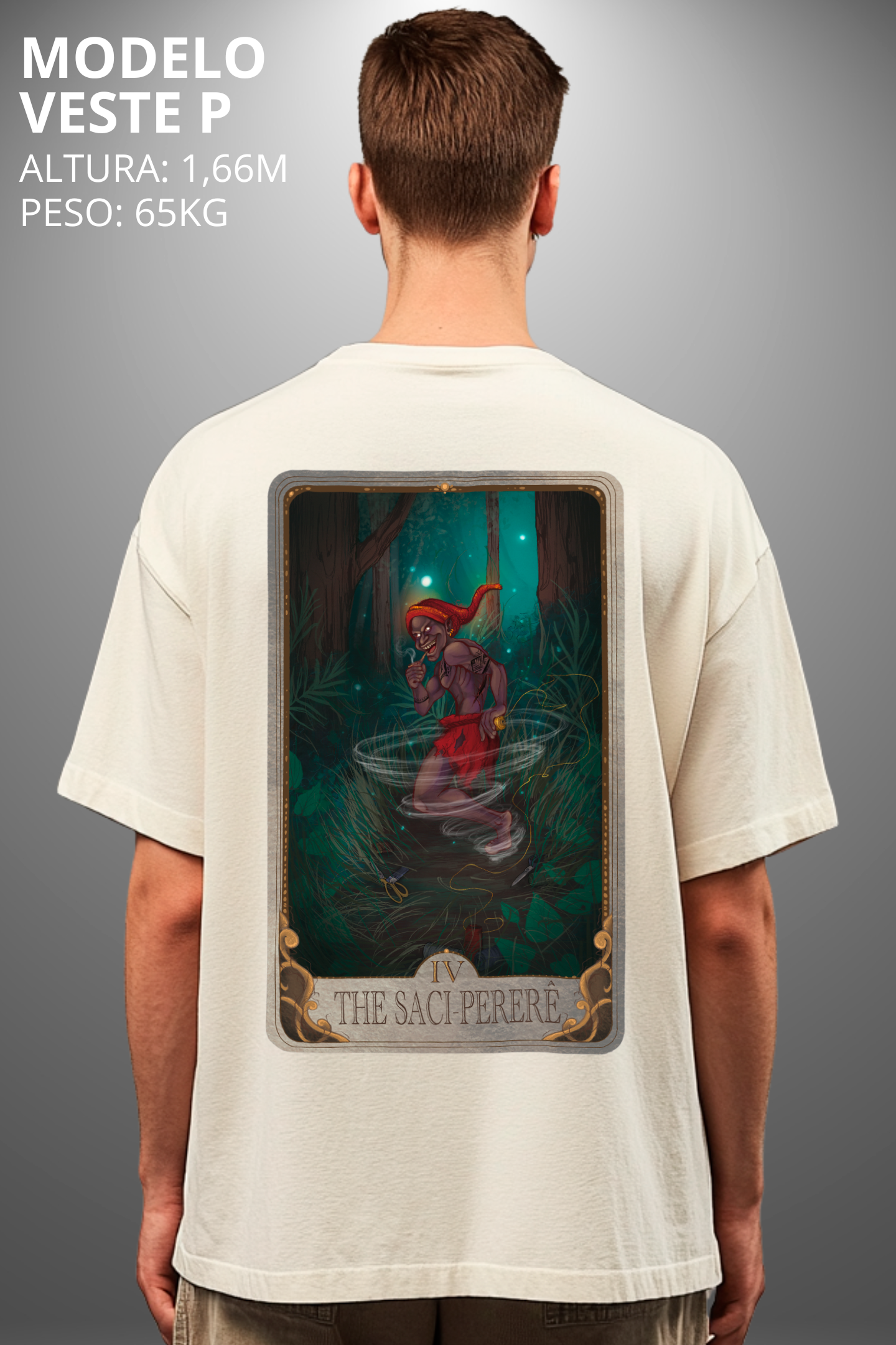 Camiseta Oversized Drop Folclore Brasileiro Saci Pererê Hevor