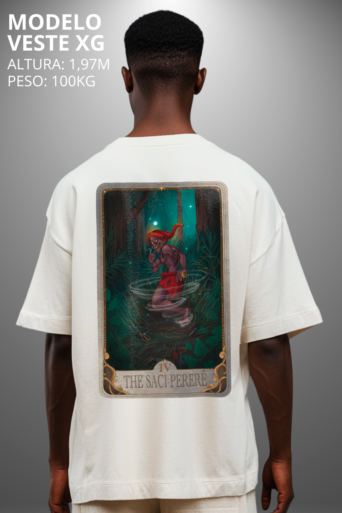 Camiseta Oversized Drop Folclore Brasileiro Saci Pererê Hevor