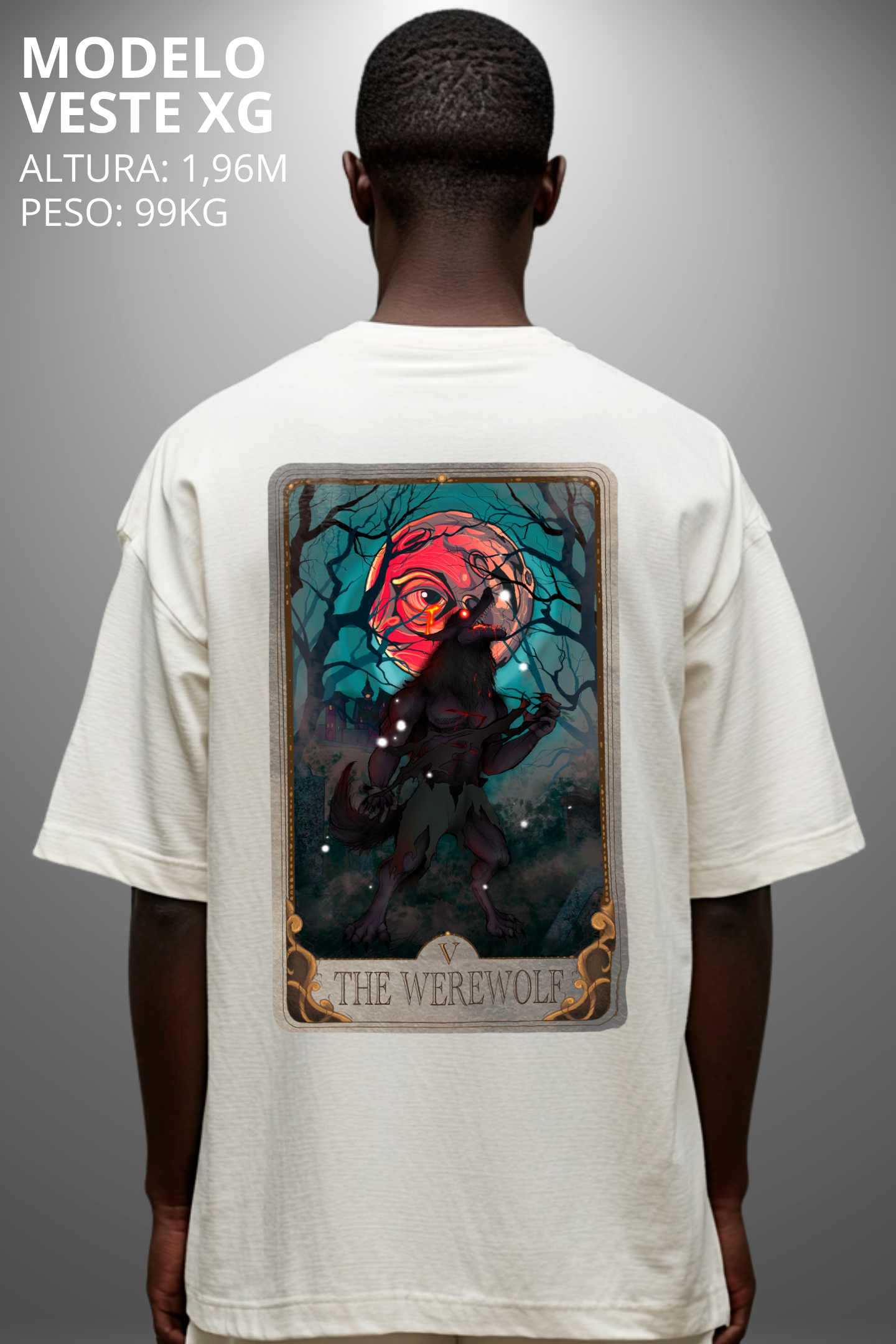 Camiseta Oversized Drop Folclore Brasileiro Lobisomem Hevor