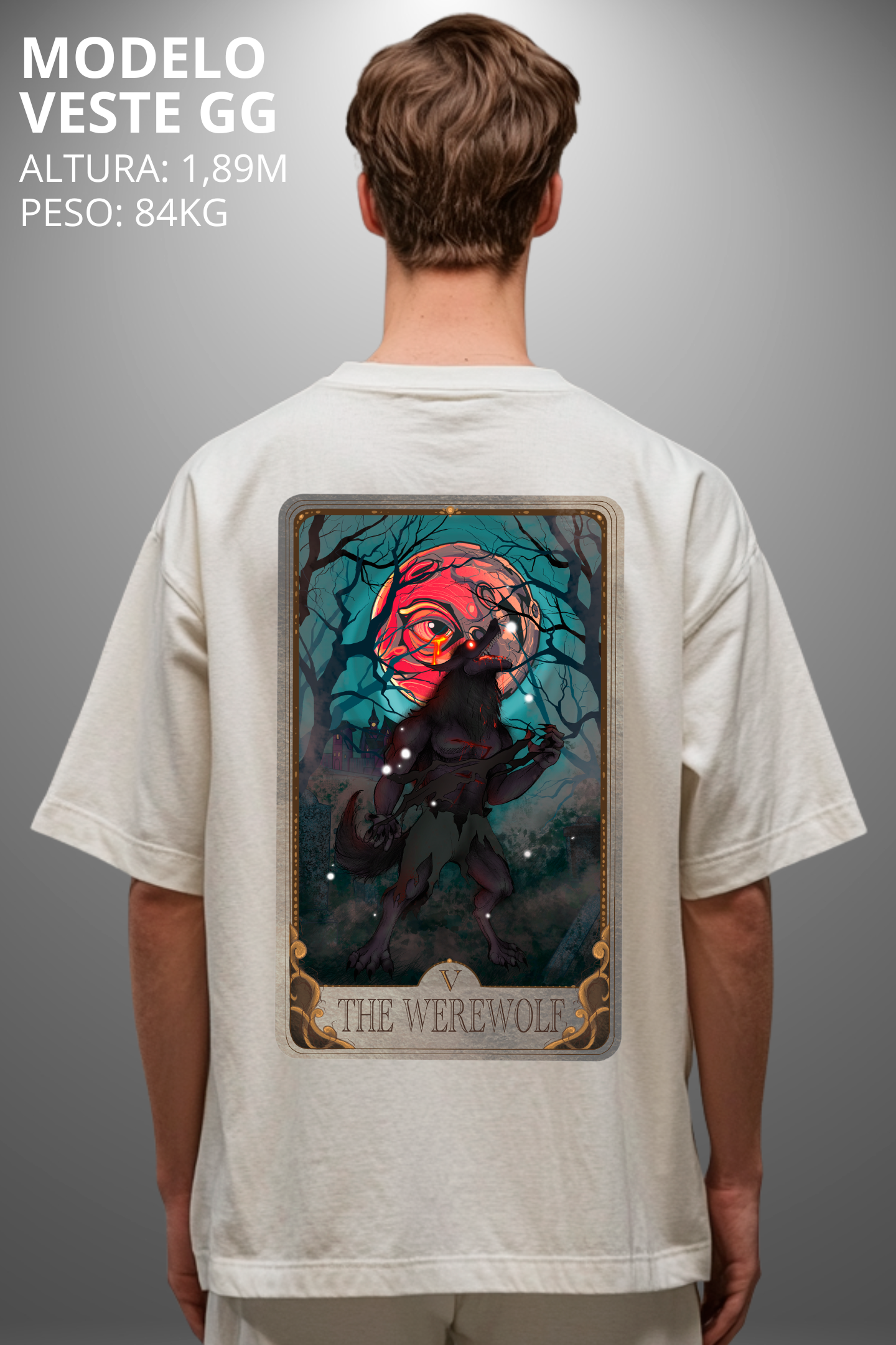 Camiseta Oversized Drop Folclore Brasileiro Lobisomem Hevor