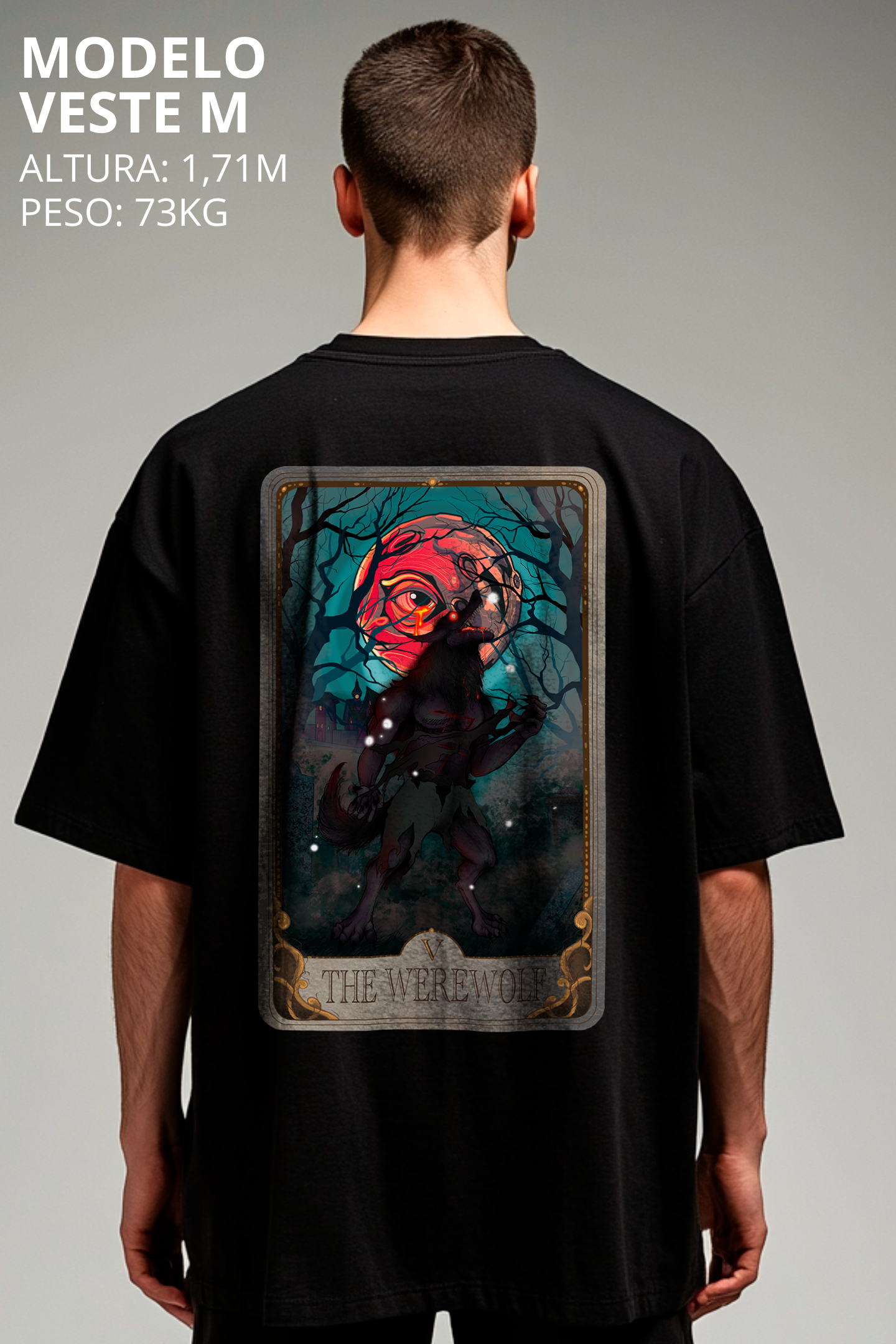Camiseta Oversized Drop Folclore Brasileiro Lobisomem Hevor