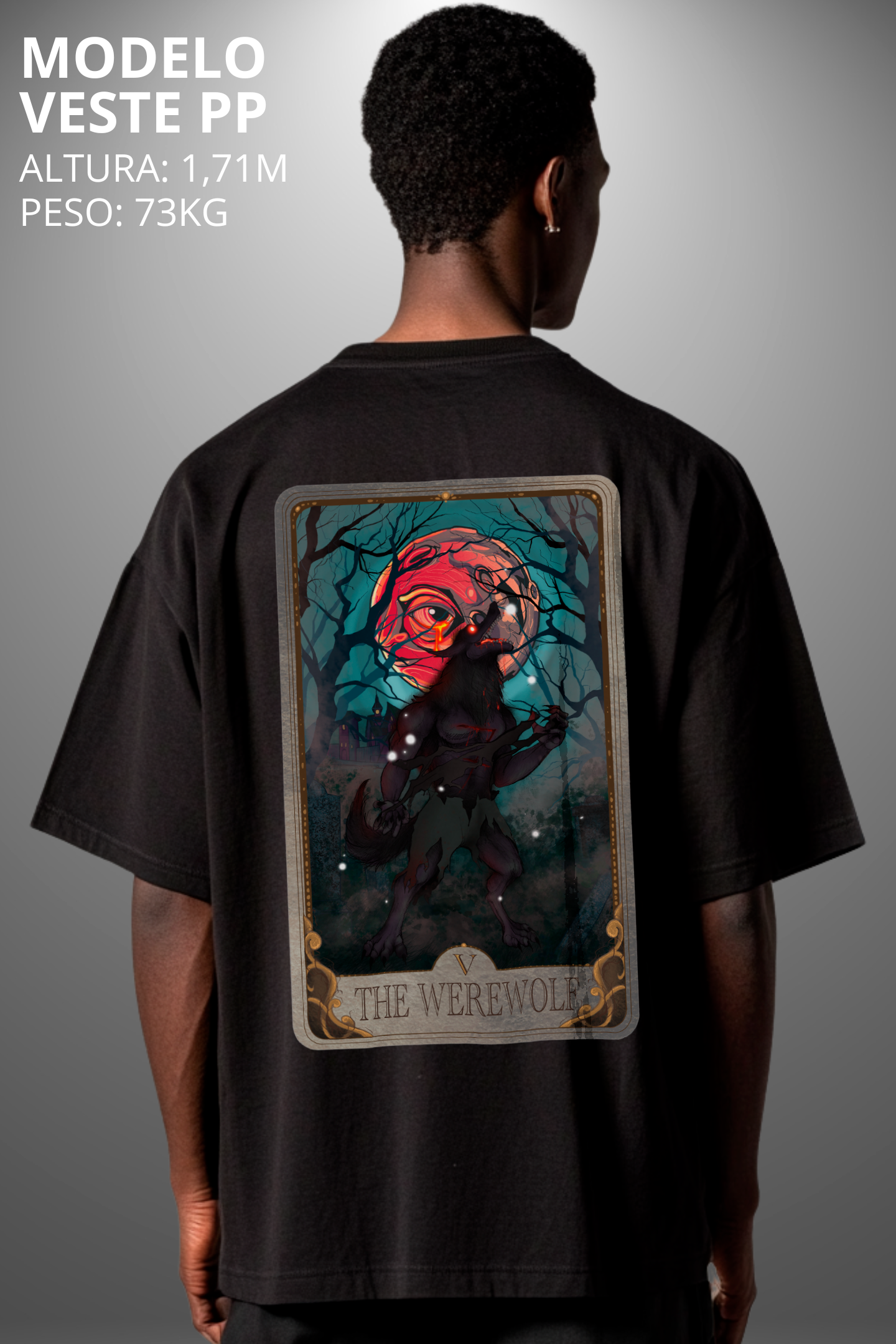 Camiseta Oversized Drop Folclore Brasileiro Lobisomem Hevor