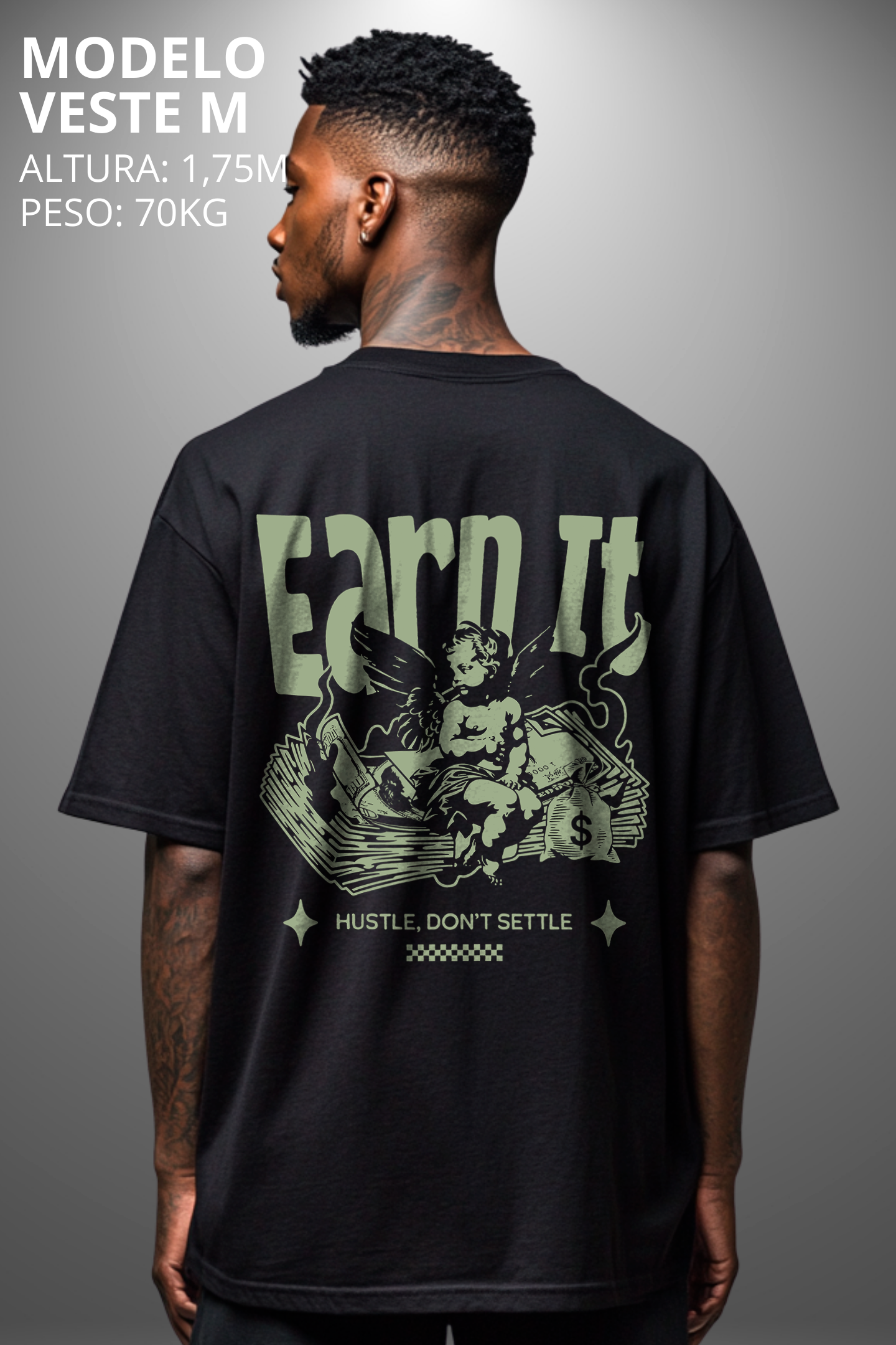 Camiseta Oversized Drop Typography Eard It Hevor