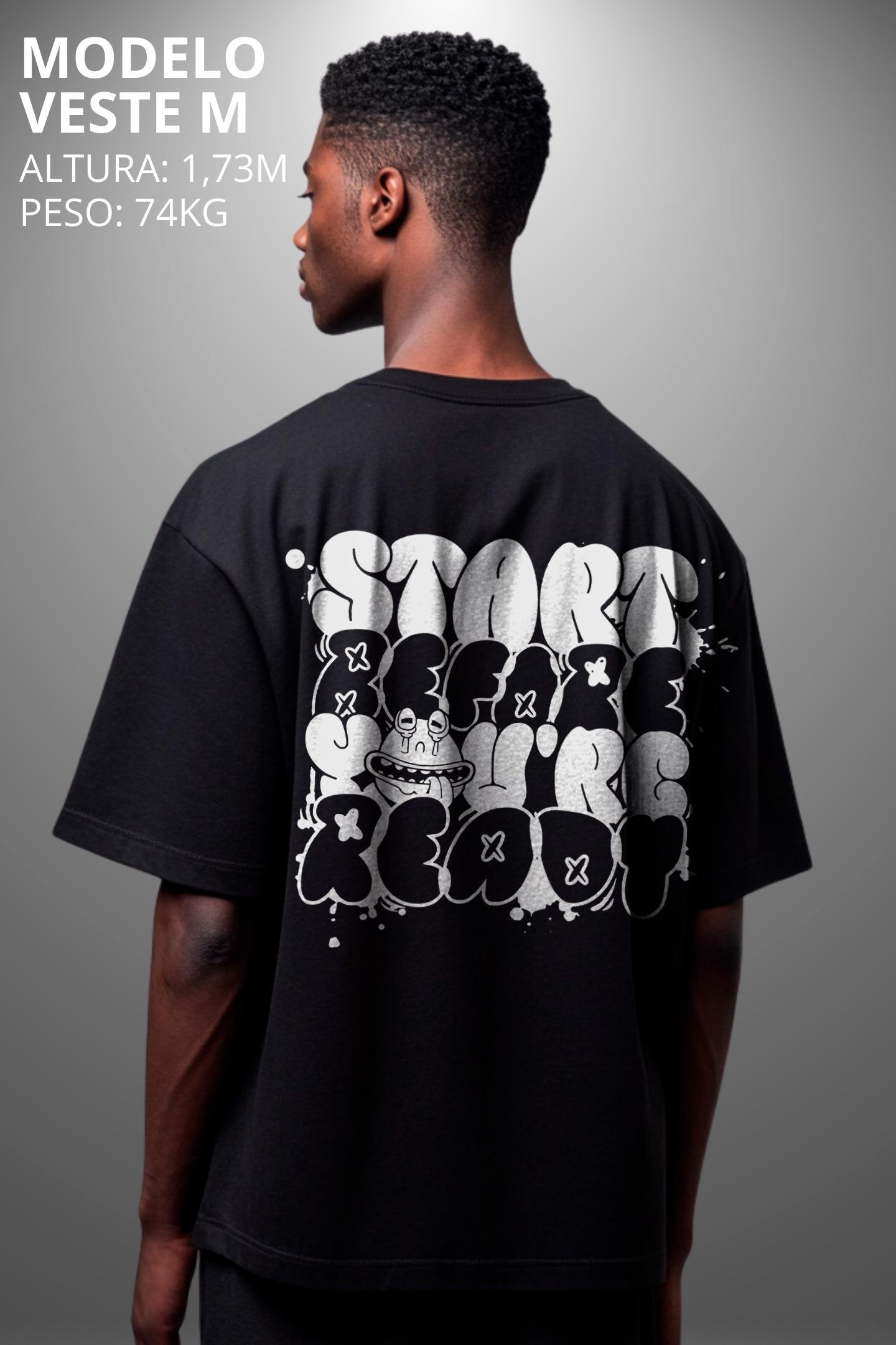 Camiseta Oversized Drop Typography Start Before Hevor
