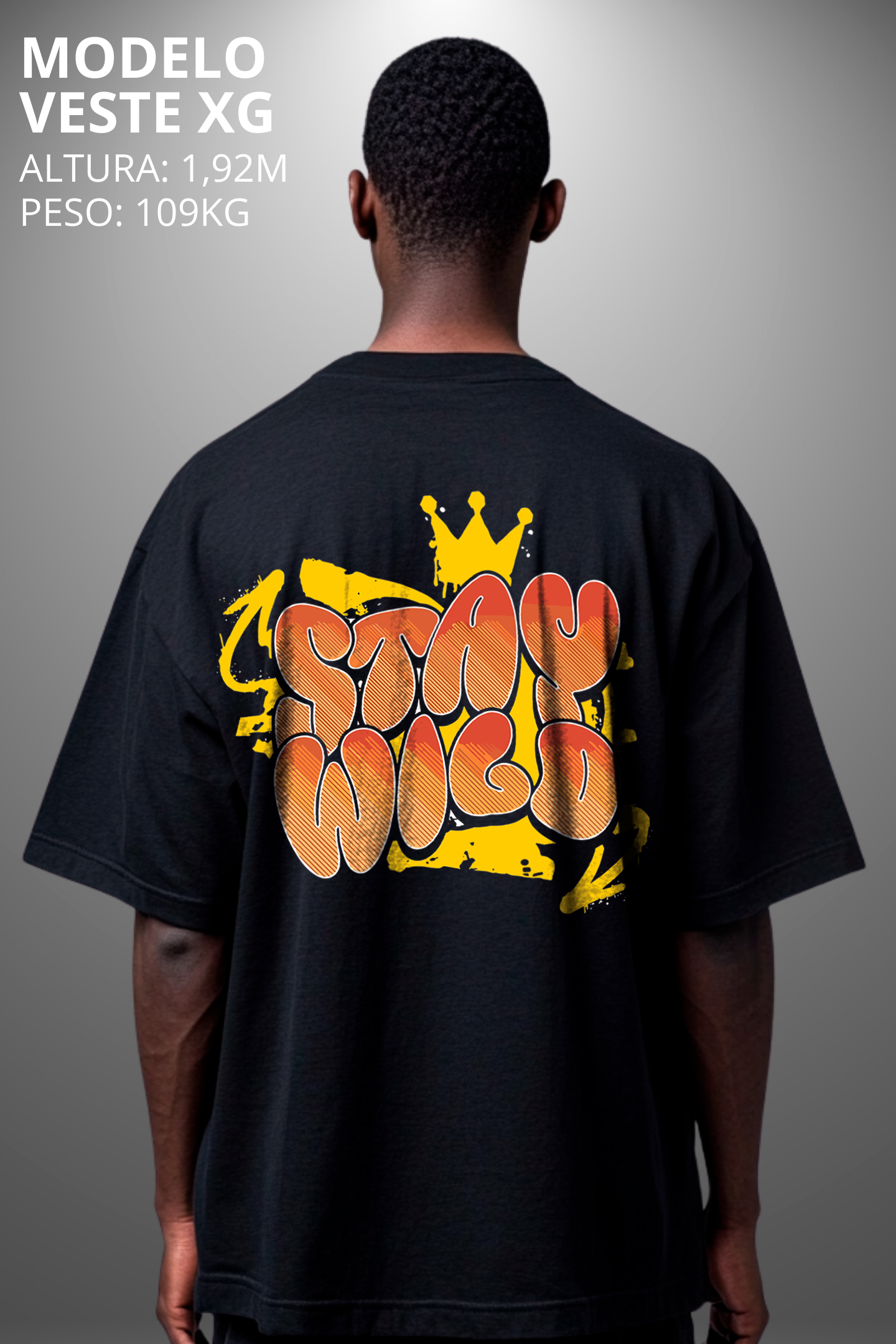 Camiseta Oversized Drop Typography Stay Wild Hevor