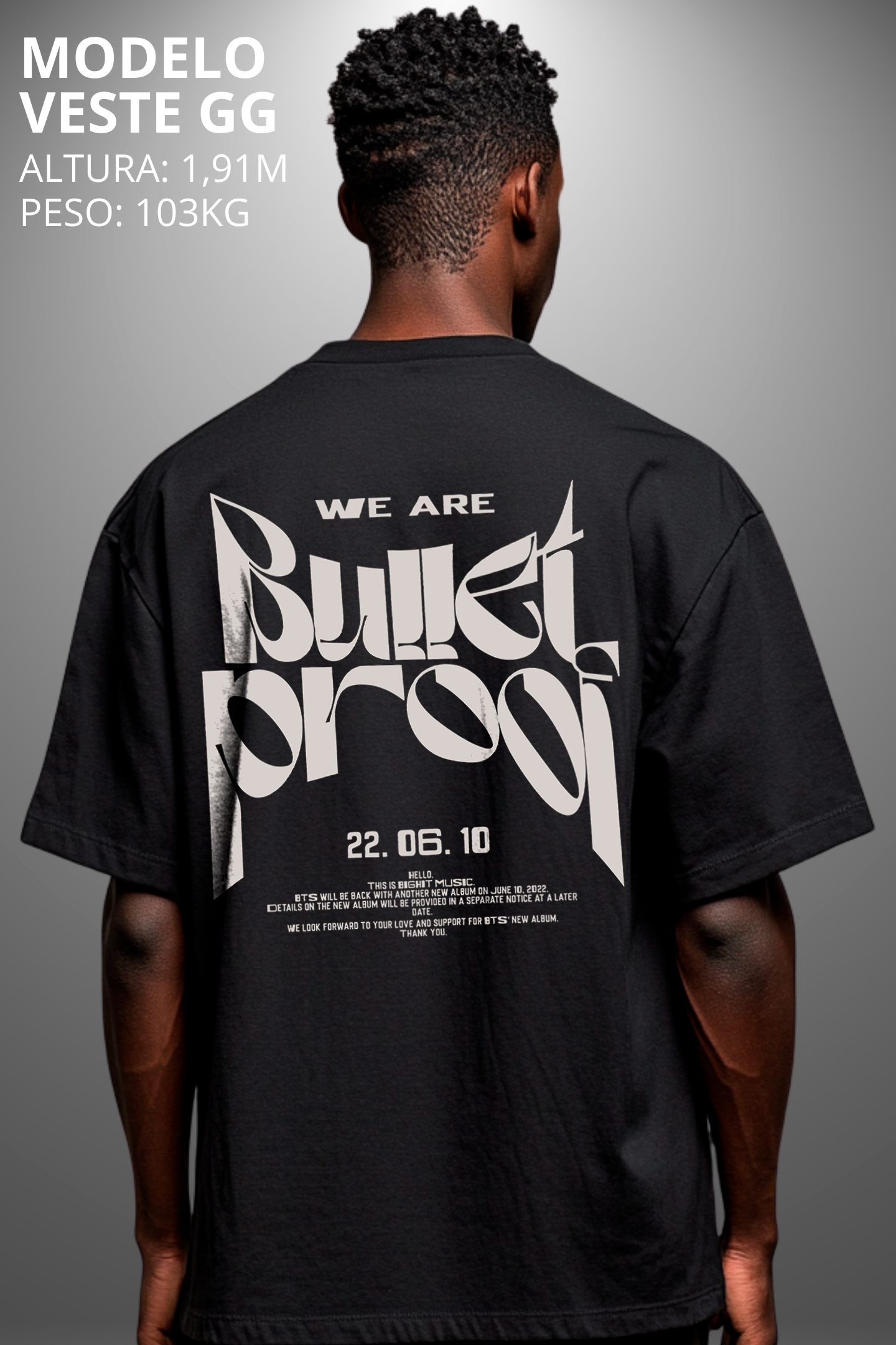Camiseta Oversized Drop Typography Bullet Hevor