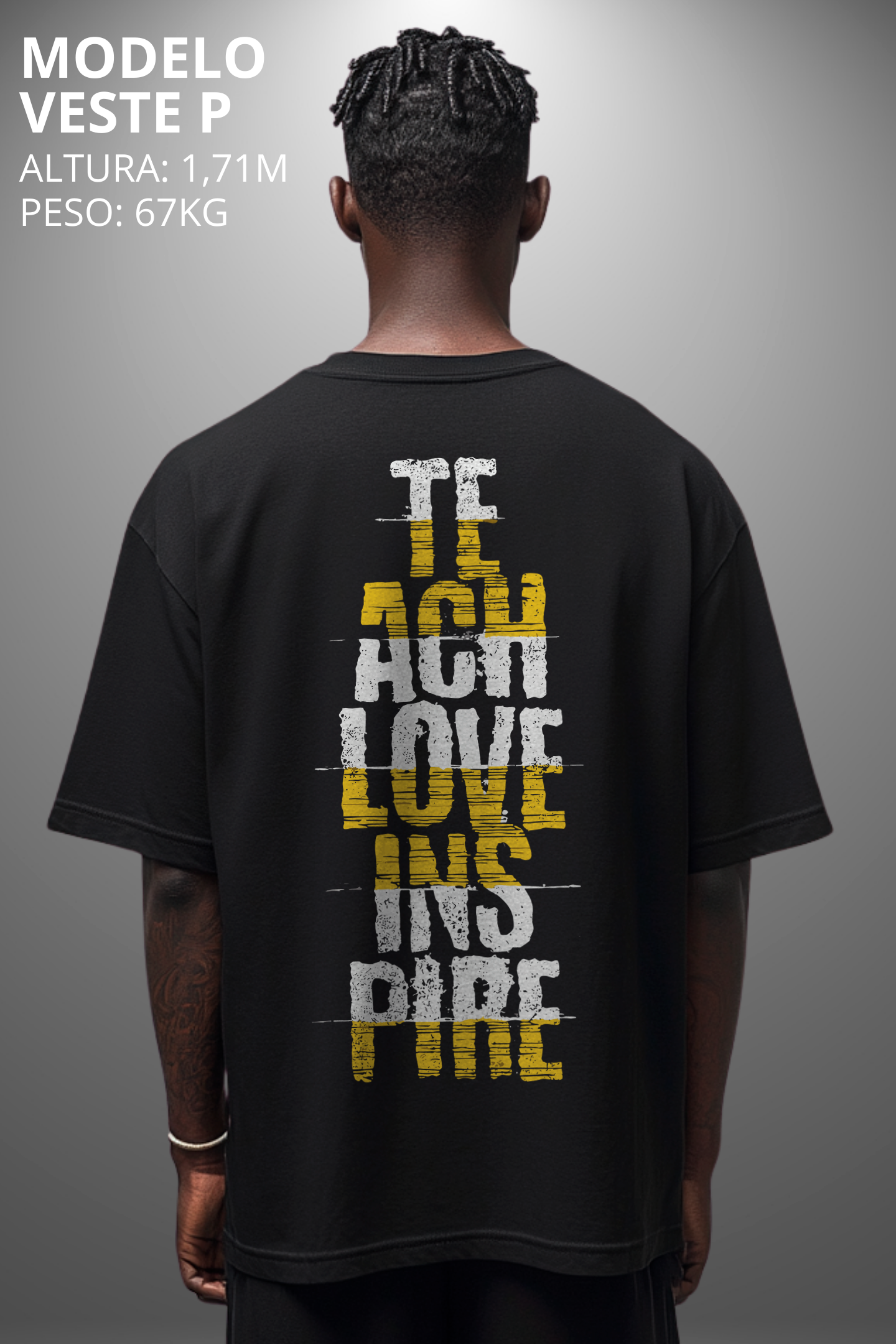 Camiseta Oversized Drop Typography Teach Hevor