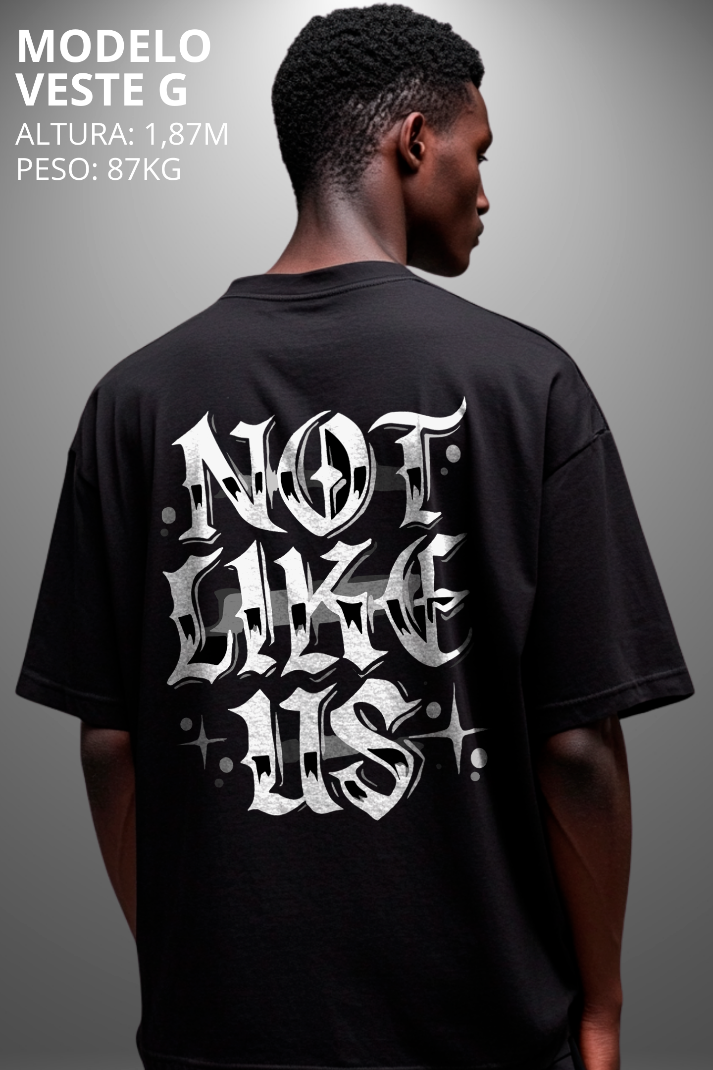 Camiseta Oversized Drop Typography Not Like Us Hevor