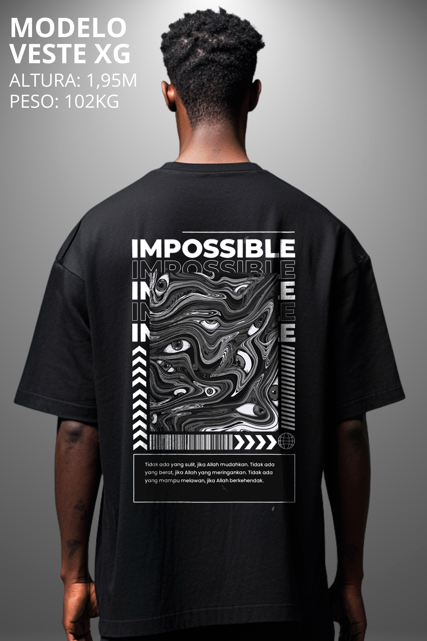 Camiseta Oversized Drop Typography Impossible Hevor
