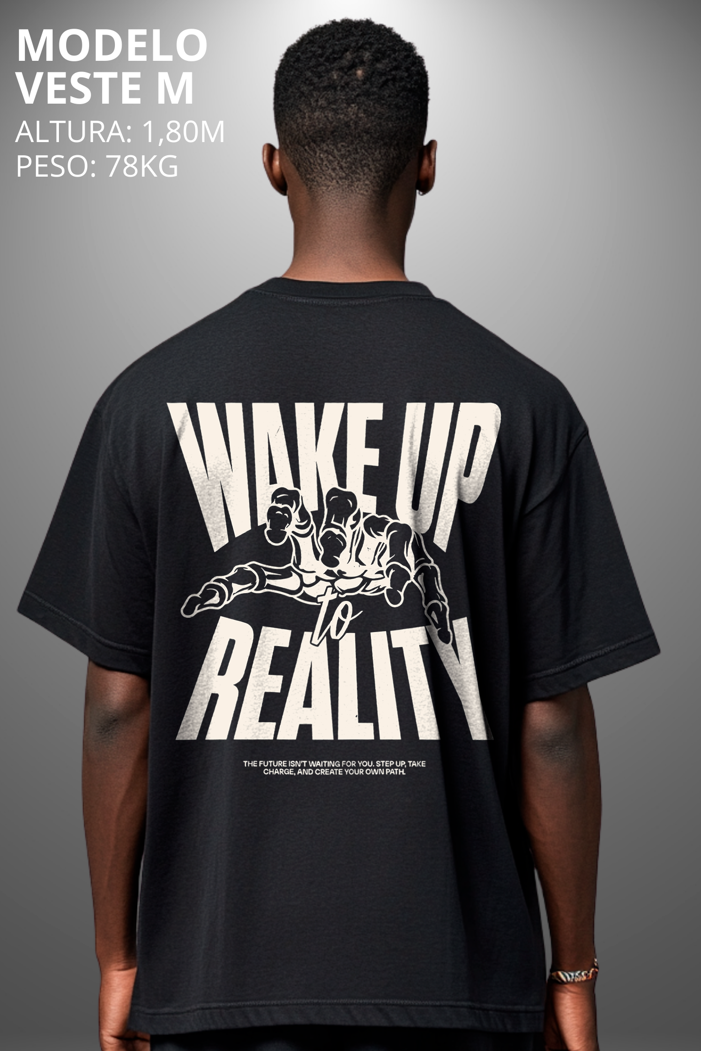 Camiseta Oversized Drop Typography Wake Up Hevor
