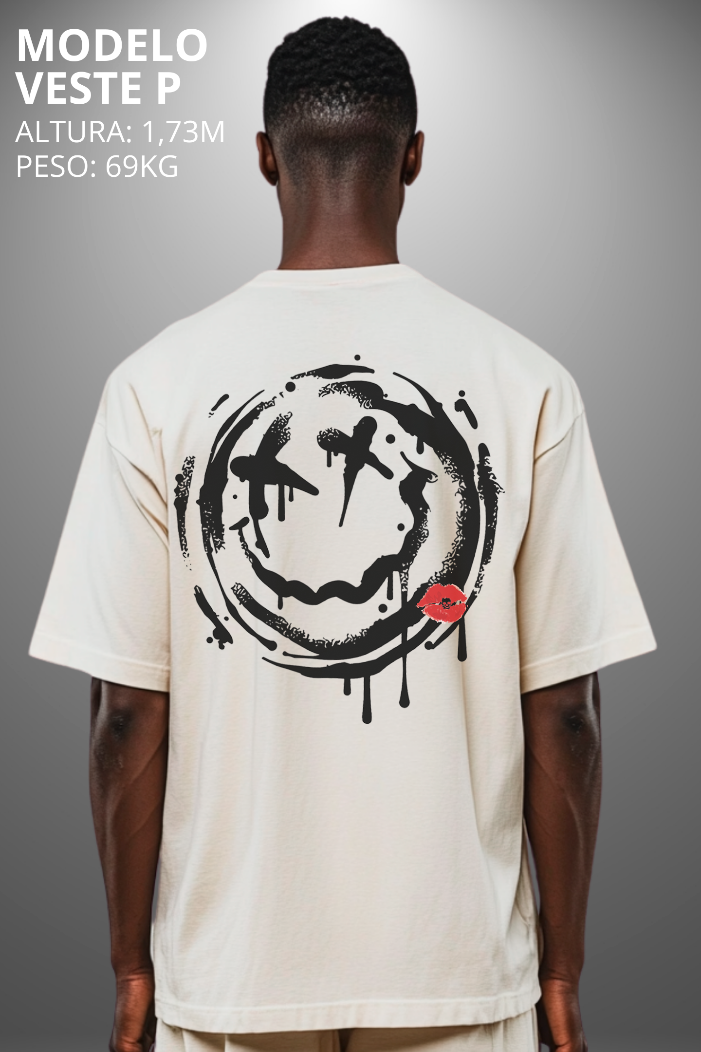 Camiseta Oversized Drop Typography Smile Hevor