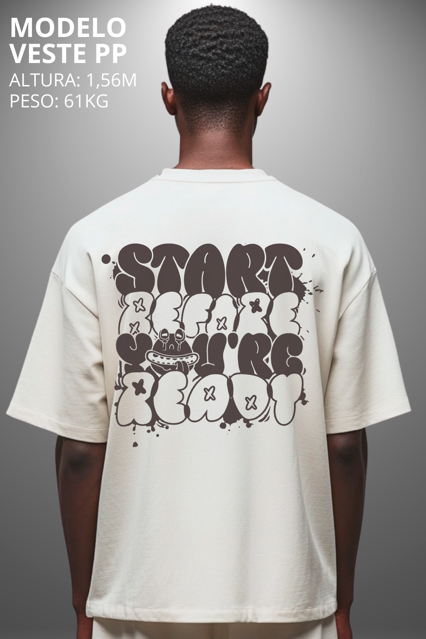 Camiseta Oversized Drop Typography Start Before Hevor