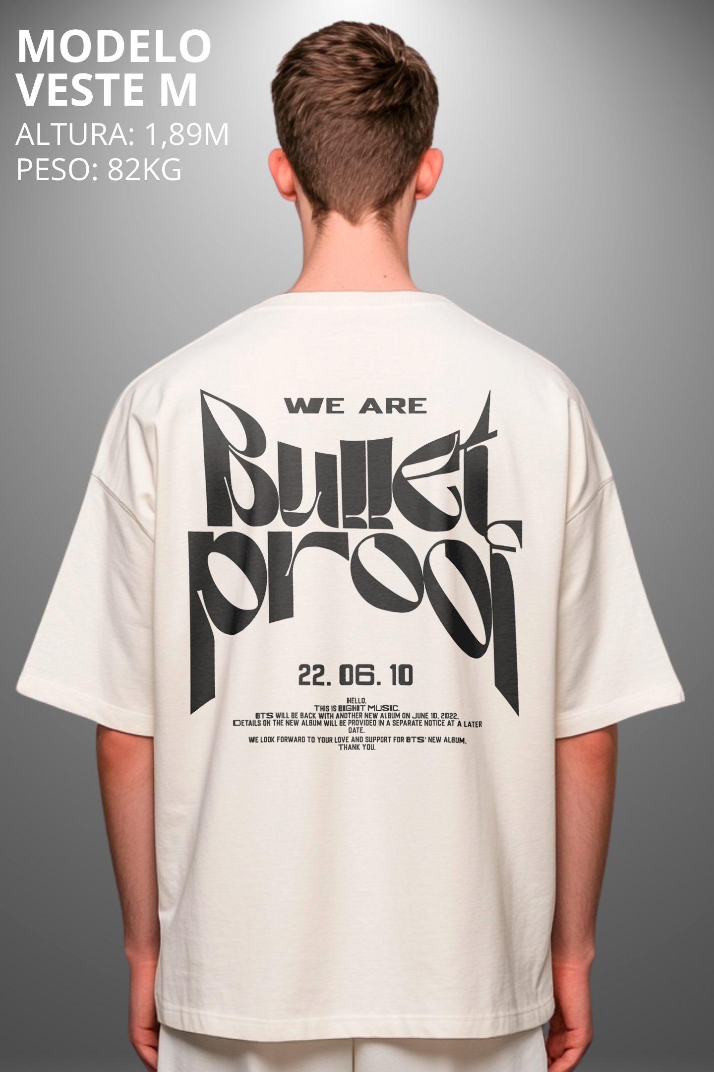 Camiseta Oversized Drop Typography Bullet Hevor