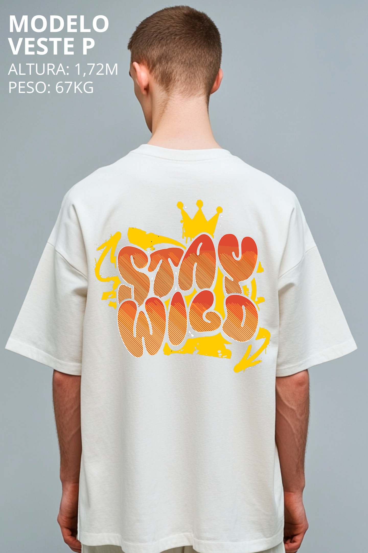 Camiseta Oversized Drop Typography Stay Wild Hevor