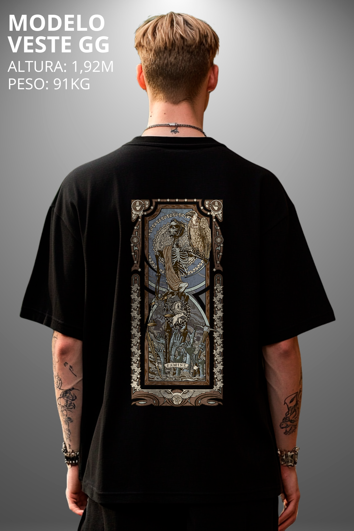 Camiseta Oversized Tshirt Hevor Tarot Famine