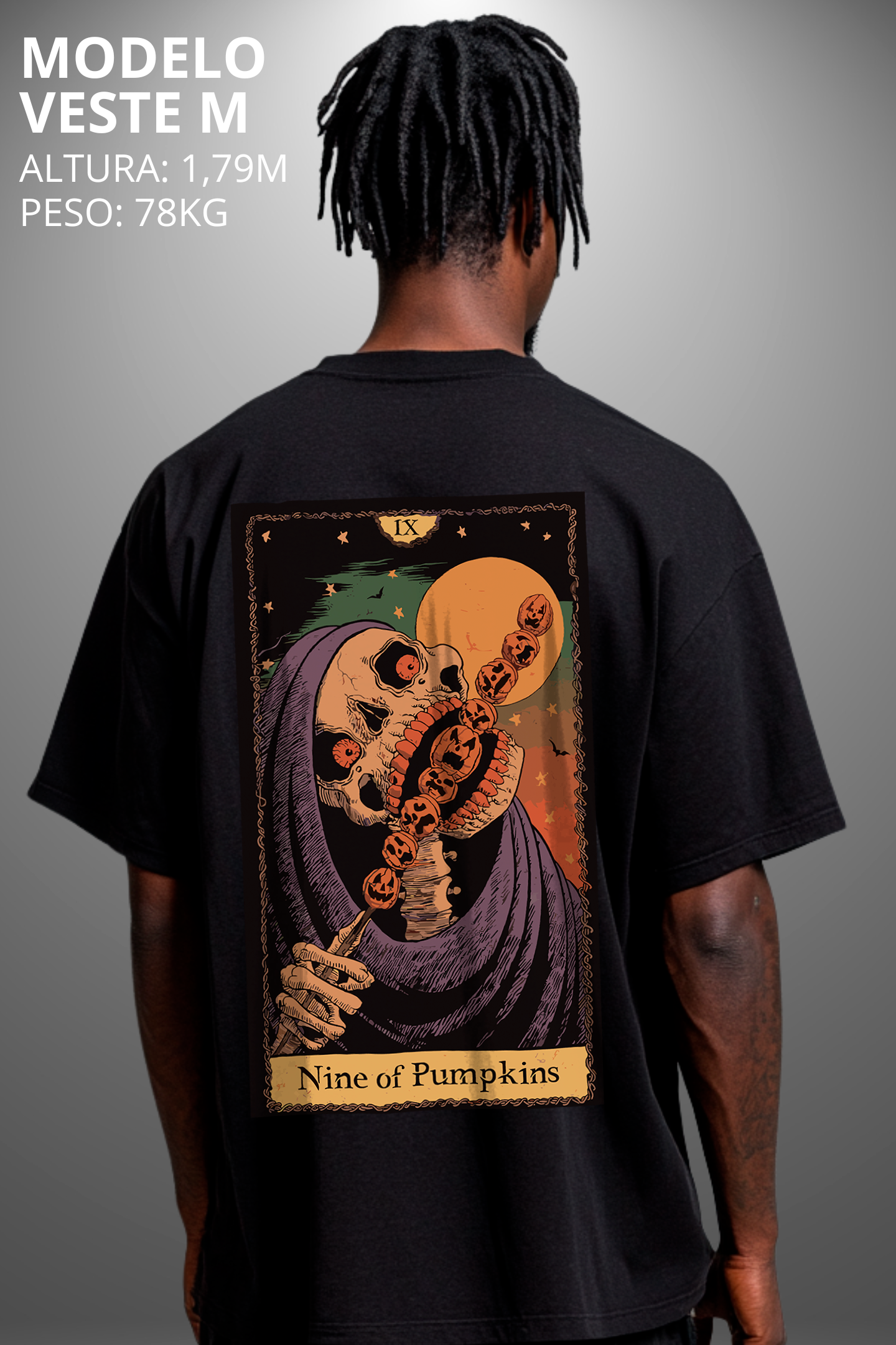 Camiseta Oversized Tshirt Hevor Tarot Nine of Pumpkins