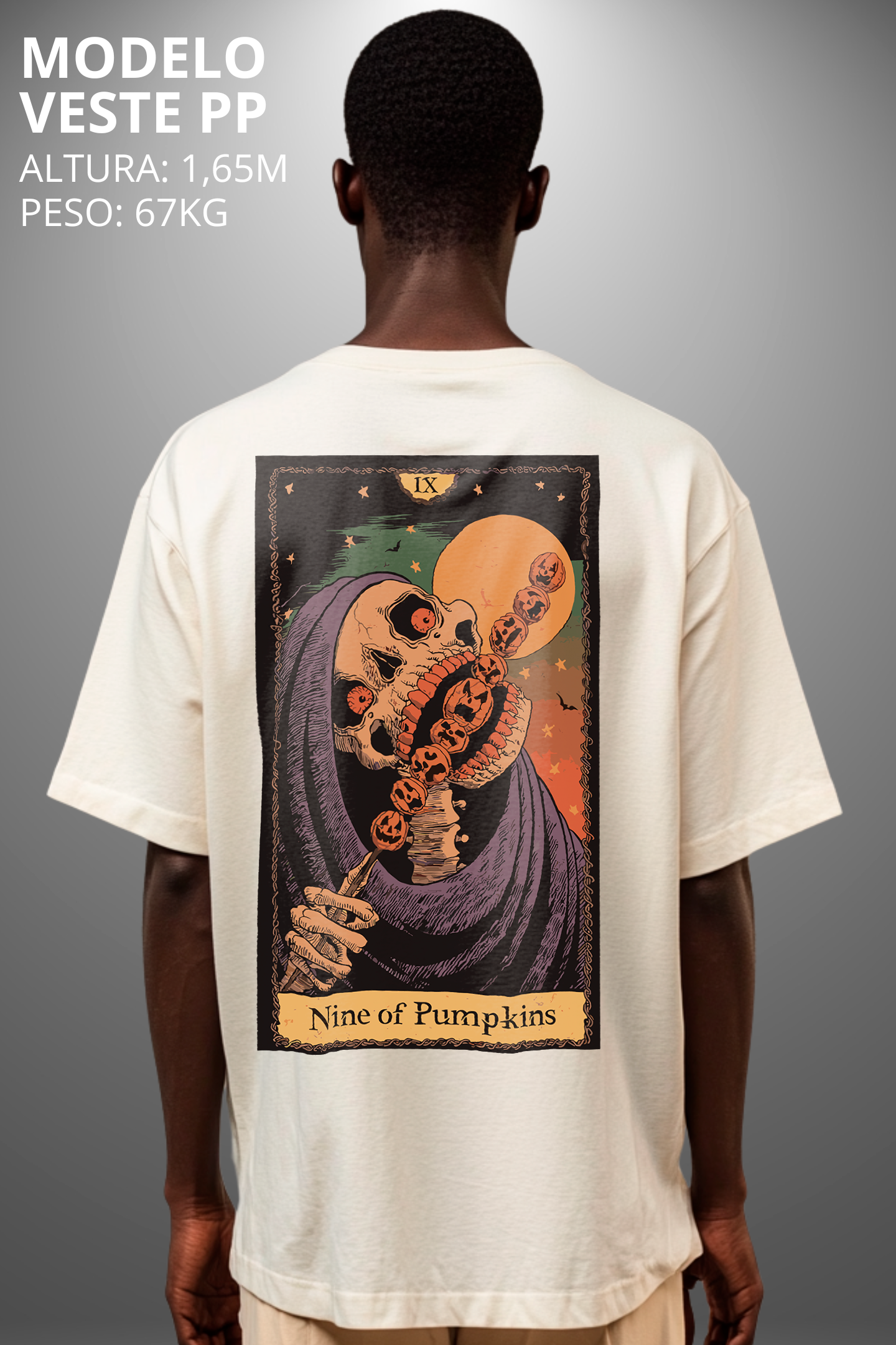 Camiseta Oversized Tshirt Hevor Tarot Nine of Pumpkins