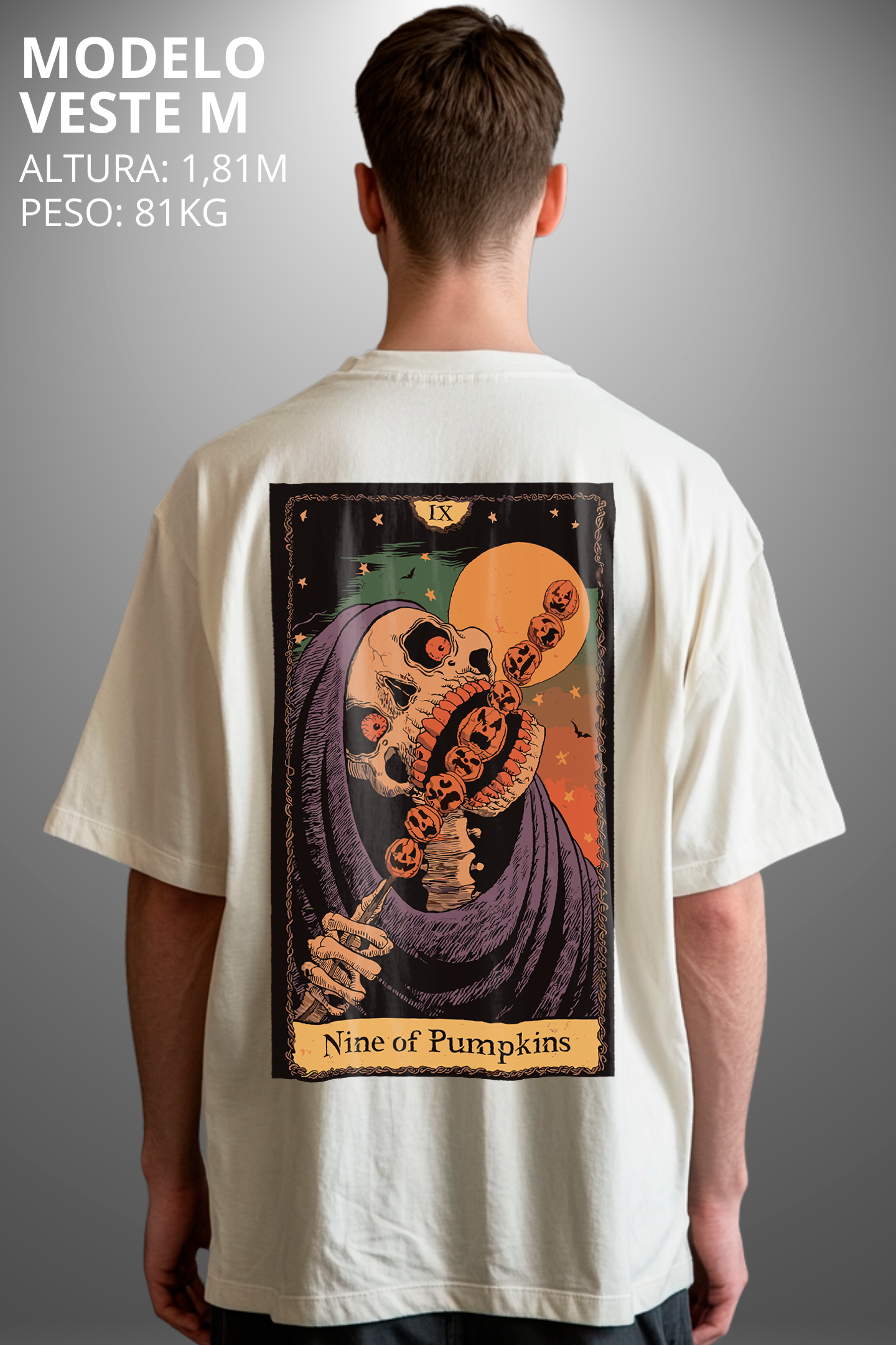 Camiseta Oversized Tshirt Hevor Tarot Nine of Pumpkins