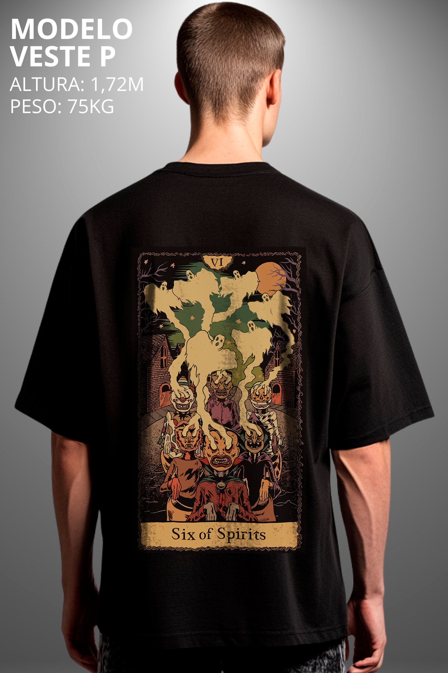 Camiseta Oversized Tshirt Hevor Tarot Six of Spirits