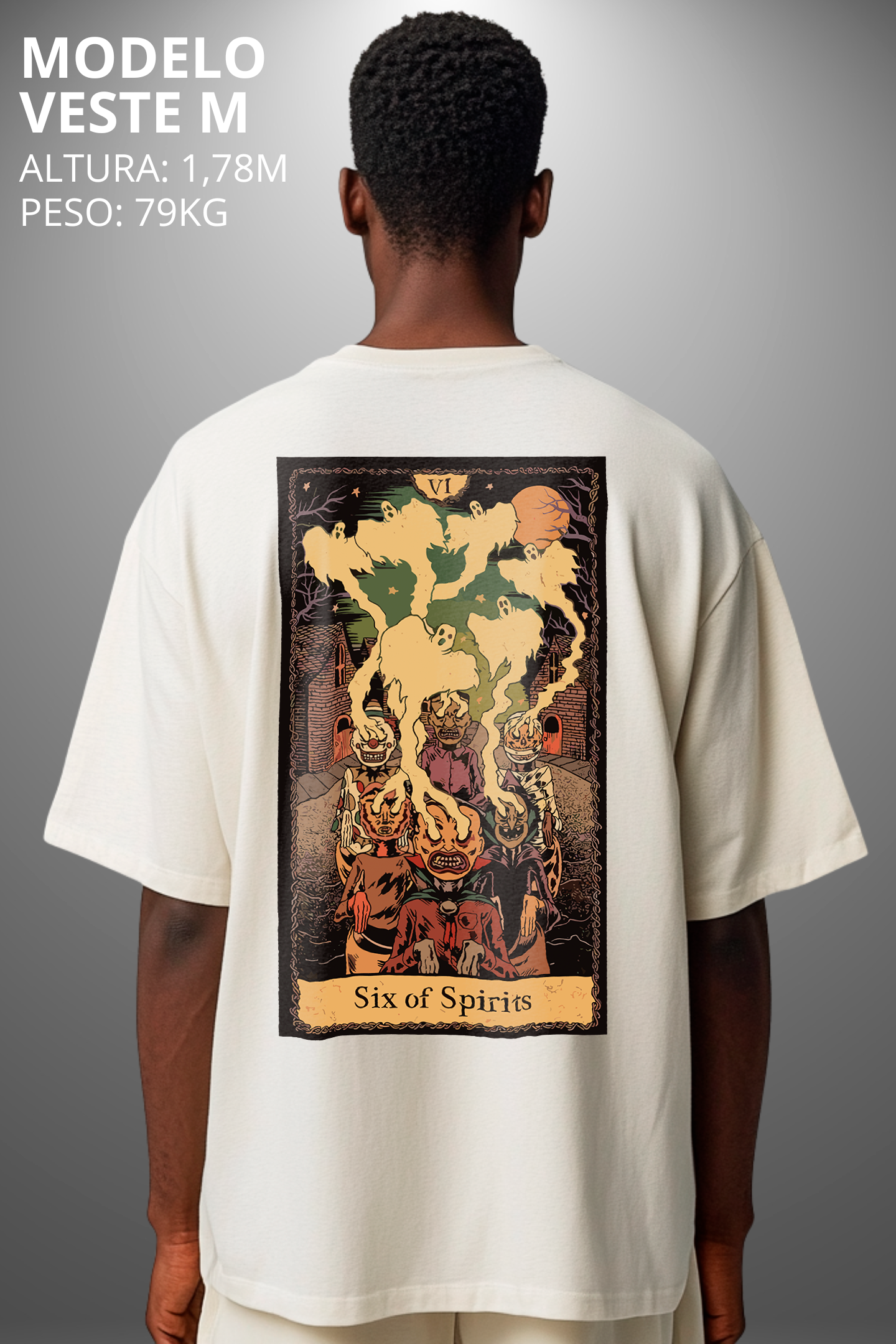 Camiseta Oversized Tshirt Hevor Tarot Six of Spirits
