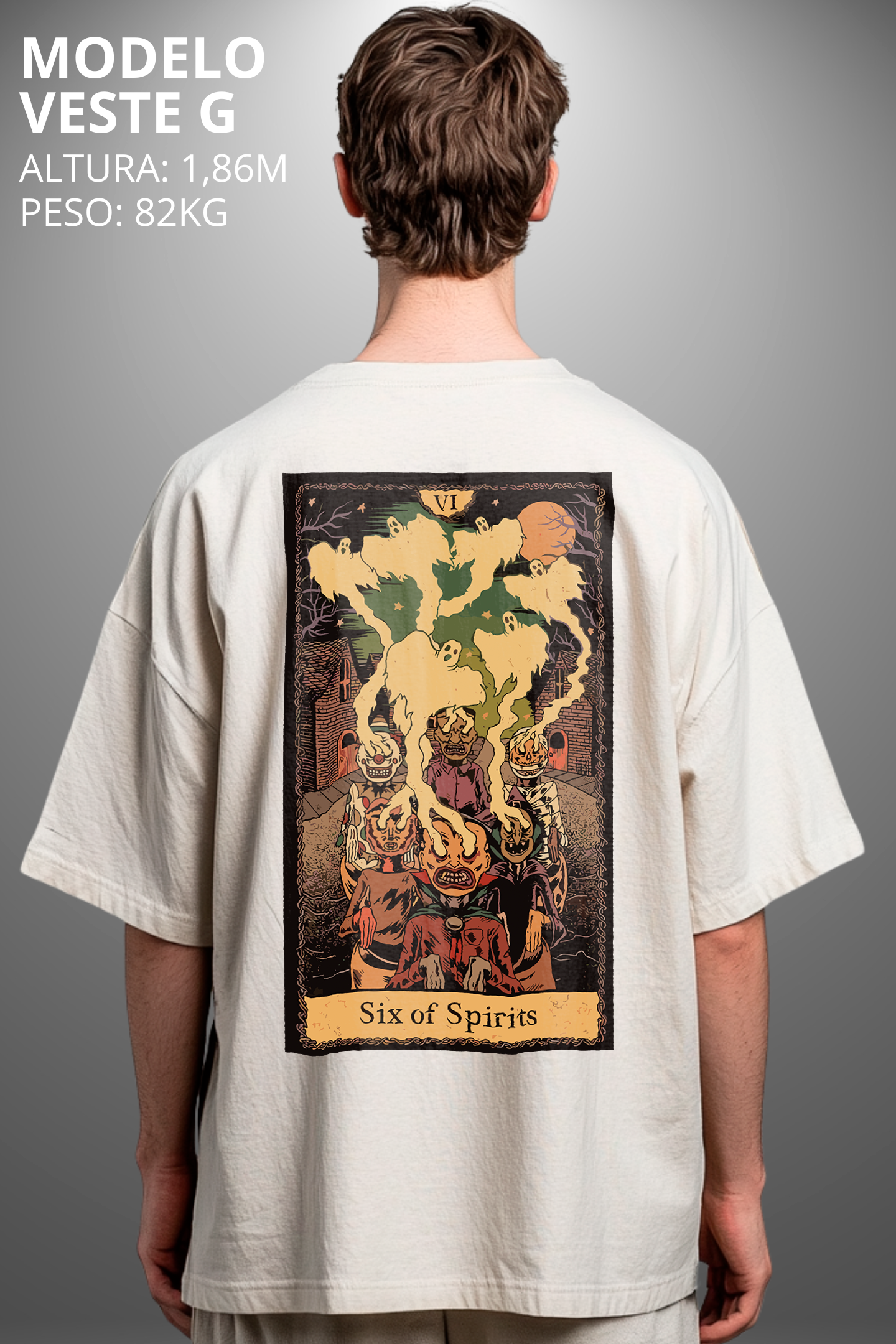 Camiseta Oversized Tshirt Hevor Tarot Six of Spirits