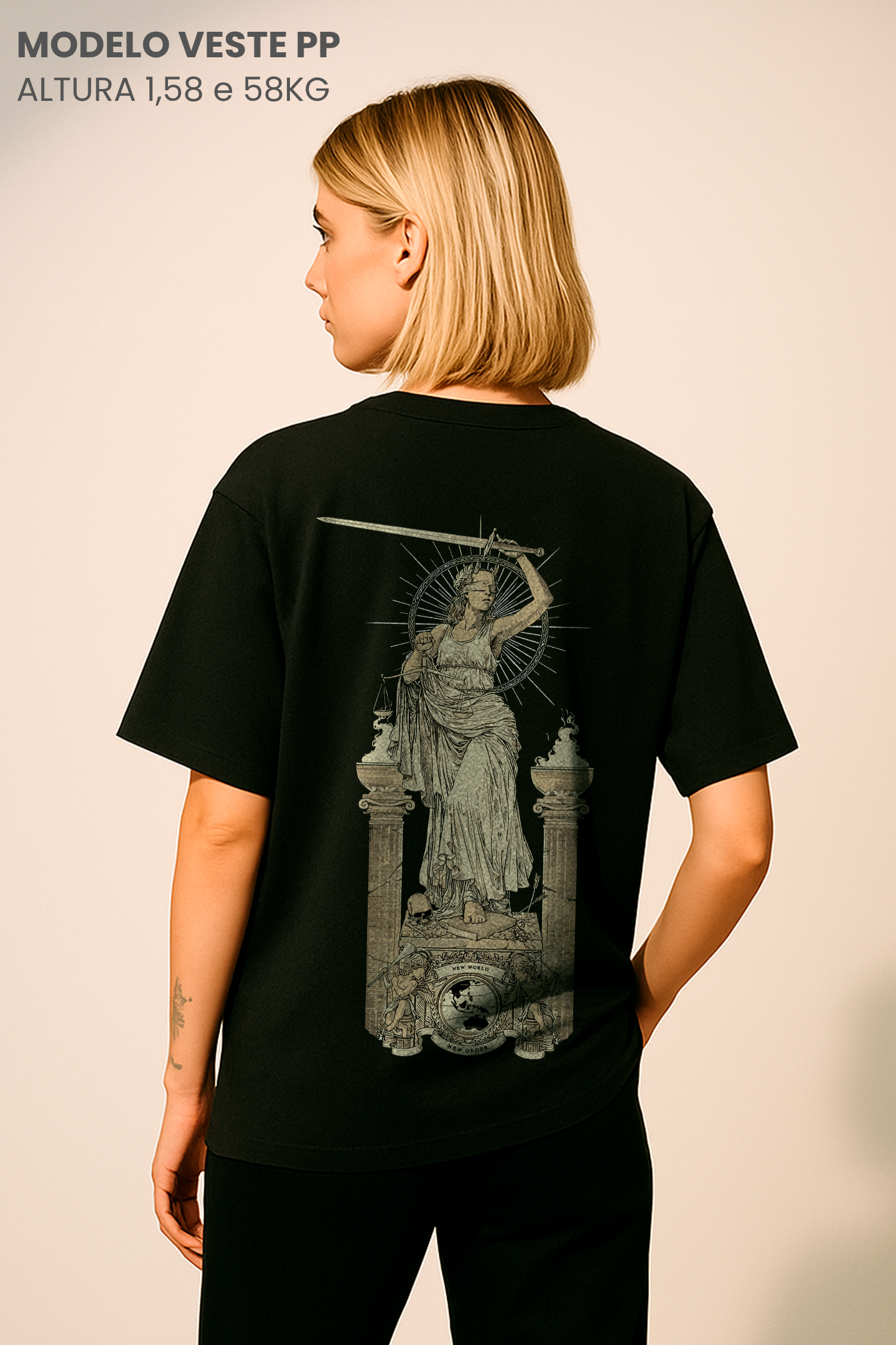 Camiseta Oversized Tshirt Hevor Tarot Justice