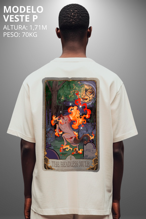 Camiseta Oversized Drop Folclore Brasileiro Mula Sem Cabeça Hevor