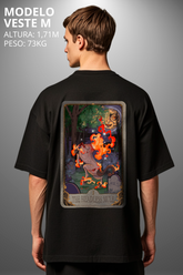 Camiseta Oversized Drop Folclore Brasileiro Mula Sem Cabeça Hevor