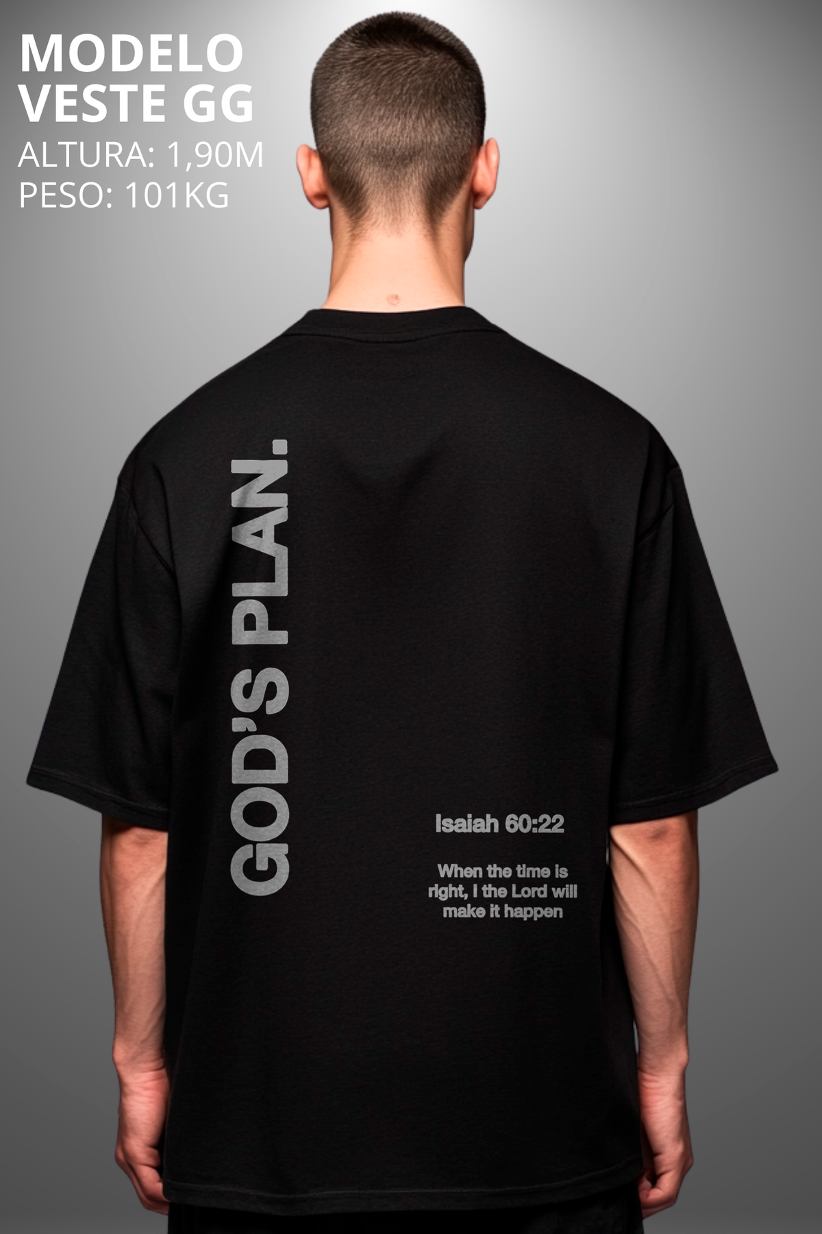 Camiseta Oversized Drop Typography God's Plan Hevor