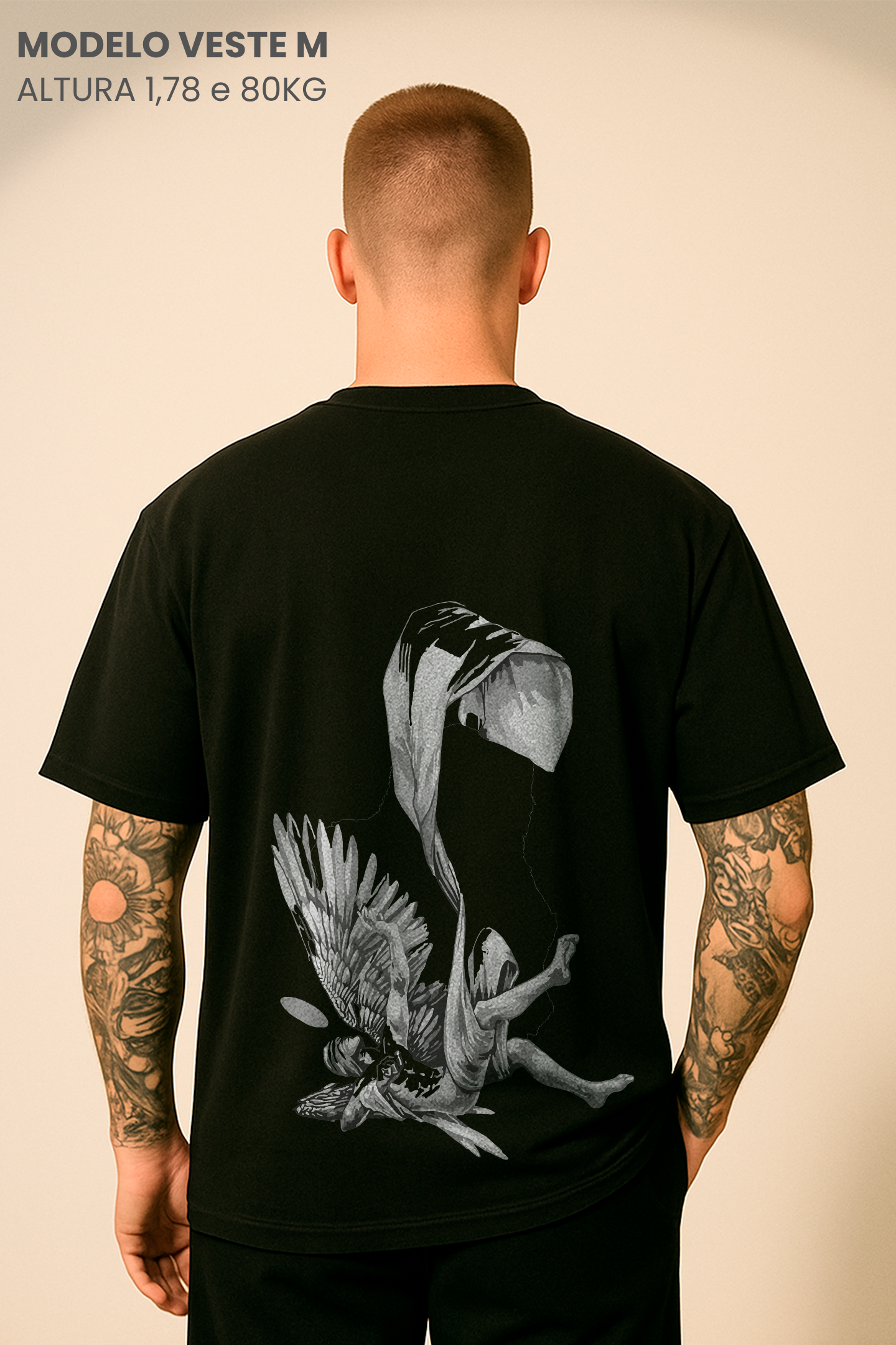 Camiseta Oversized Tshirt Hevor Tarot Anjo Caído
