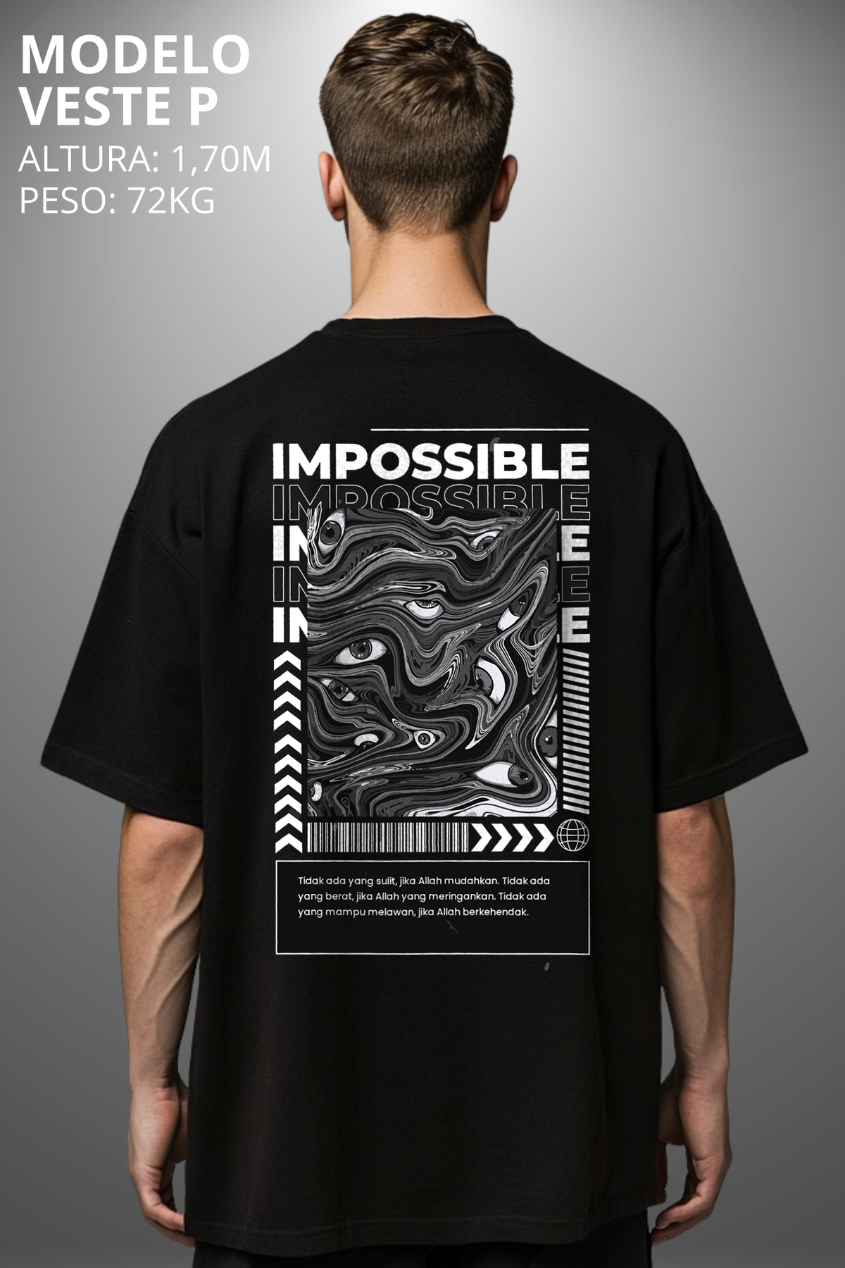 Camiseta Oversized Drop Typography Impossible Hevor