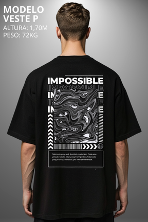 Camiseta Oversized Drop Typography Impossible Hevor