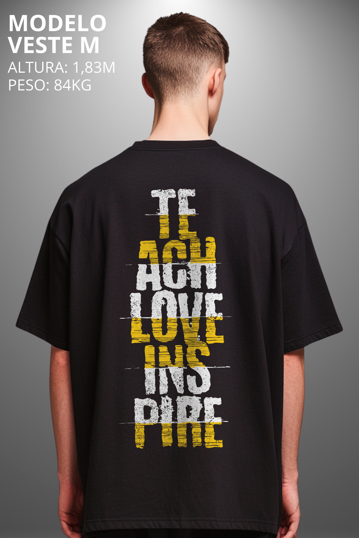 Camiseta Oversized Drop Typography Teach Hevor