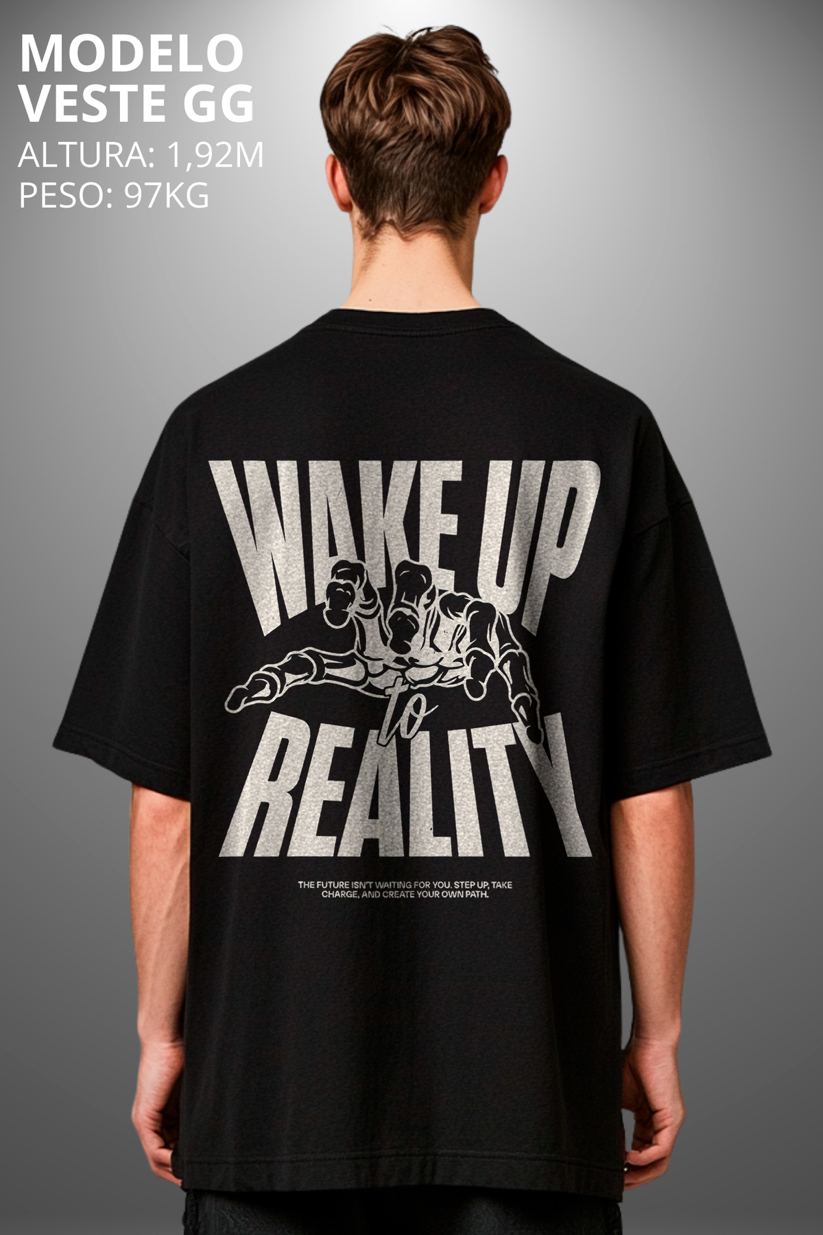Camiseta Oversized Drop Typography Wake Up Hevor