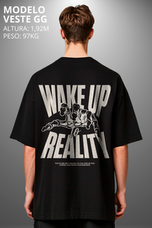 Camiseta Oversized Drop Typography Wake Up Hevor
