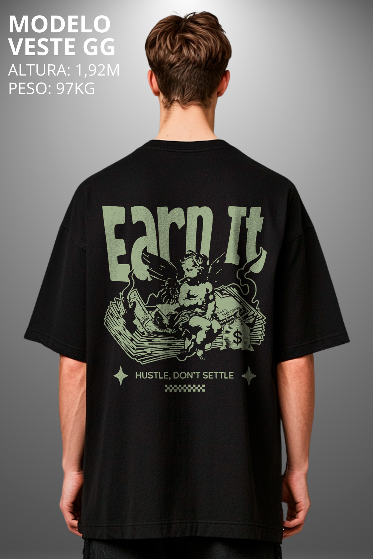 Camiseta Oversized Drop Typography Eard It Hevor