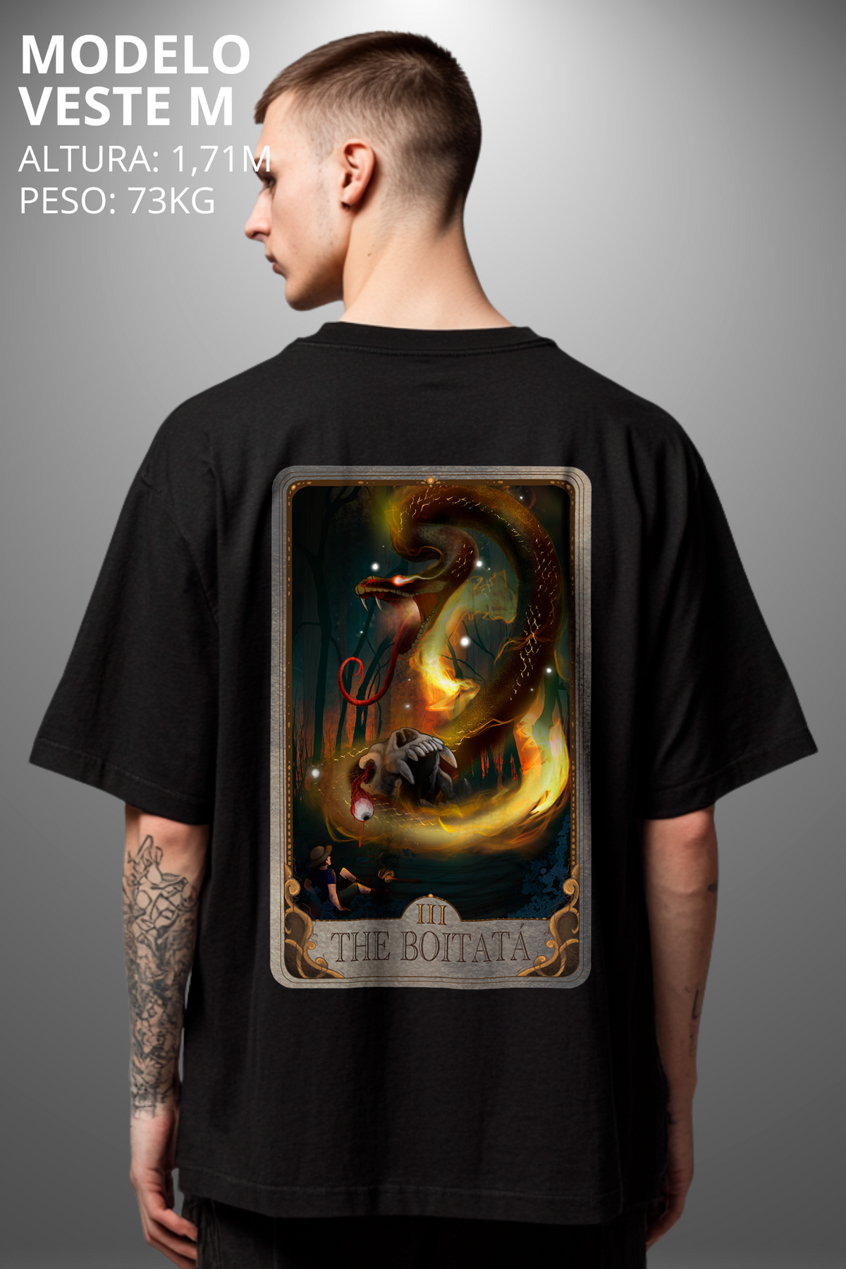 Camiseta Oversized Drop Folclore Brasileiro Boitata Hevor