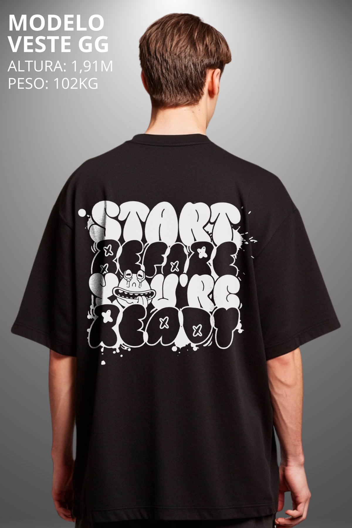 Camiseta Oversized Drop Typography Start Before Hevor