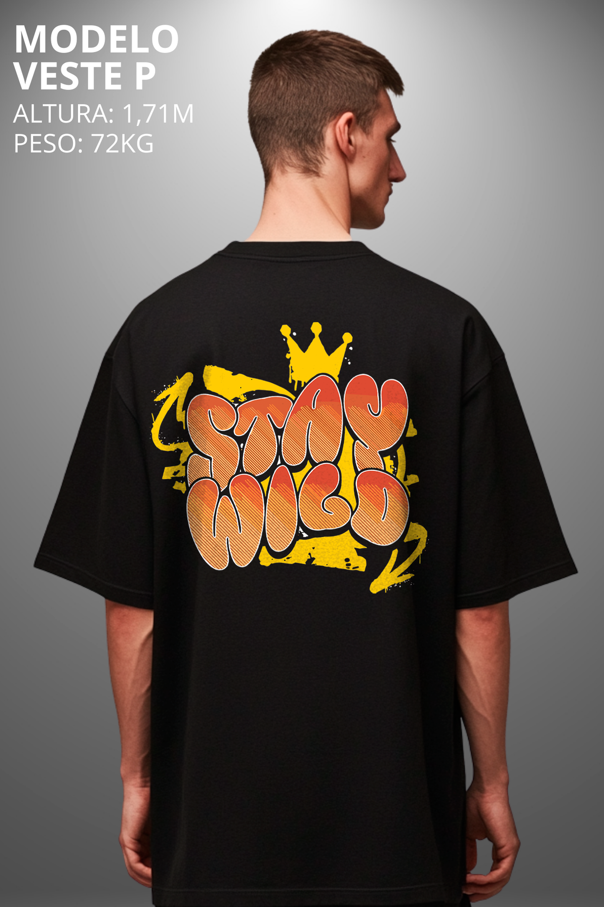 Camiseta Oversized Drop Typography Stay Wild Hevor