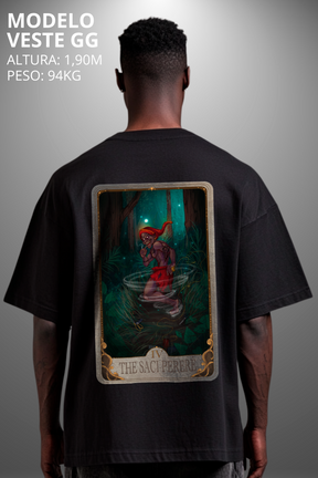 Camiseta Oversized Drop Folclore Brasileiro Saci Pererê Hevor