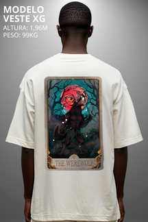 Camiseta Oversized Drop Folclore Brasileiro Lobisomem Hevor