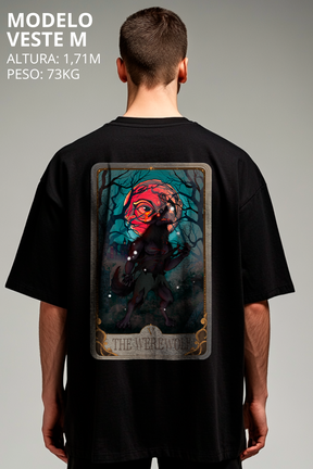 Camiseta Oversized Drop Folclore Brasileiro Lobisomem Hevor